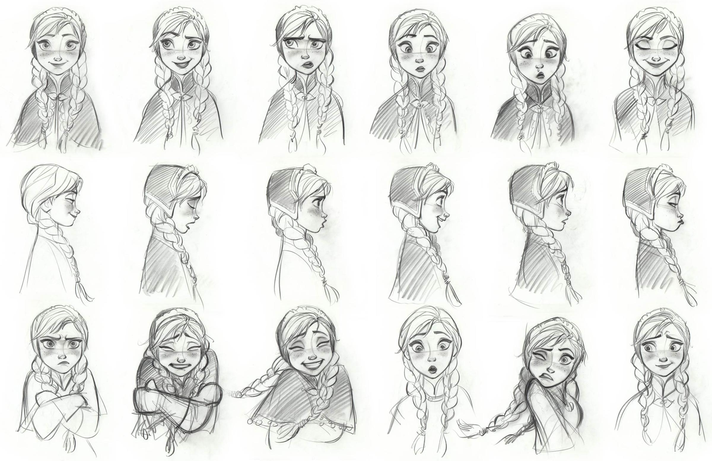 "FROZEN" Anna model sheet. ©2013 Disney. All Rights Reserved.