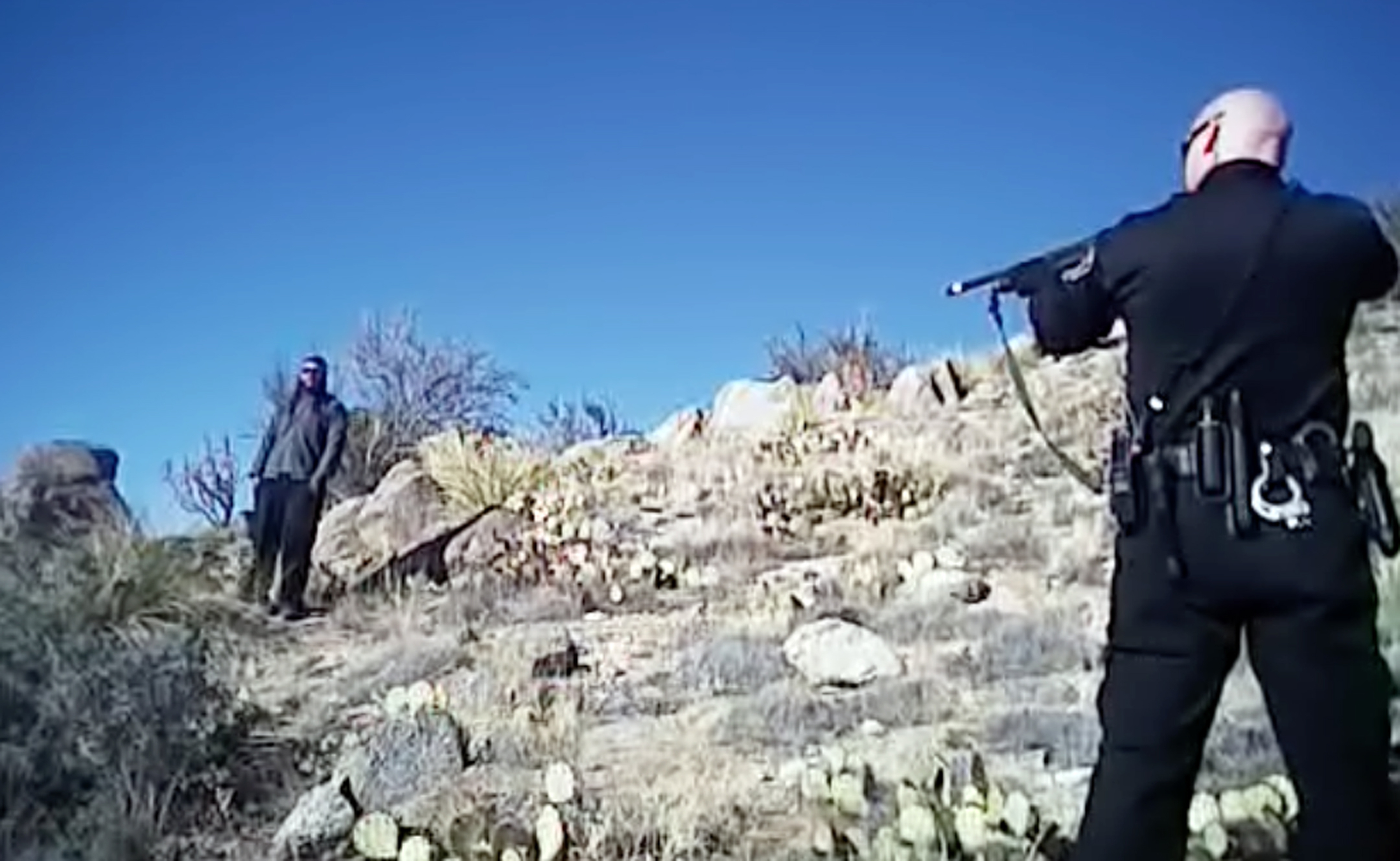 In this photo taken from a video on March 16, 2014 James Boyd is shown during a standoff with officers in the Sandia foothills in Albuquerque, N.M., before police fatally shot him. (AP)