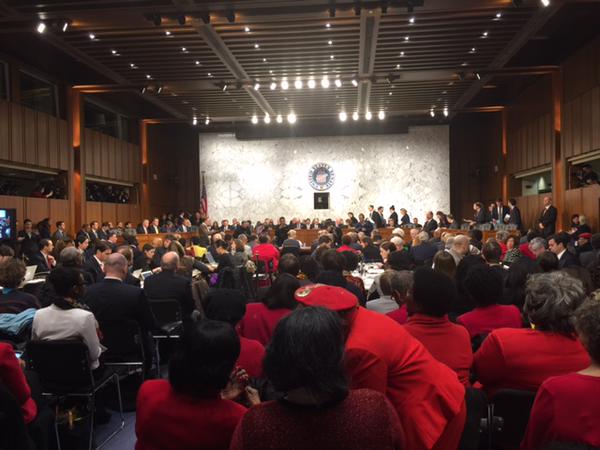 Congresswoman Alma S. Adams posted this photo on Jan. 28, 2014. "Supporting Greensboro native, Loretta Lynch, in her confirmation hearing for U.S. Attorney General. #NC12" (Alma S. Adams (<a href="https://twitter.com/RepAdams/statuses/560455375808659457" target="_blank" title="@RepAdams">@RepAdams</a>) via Twitter)