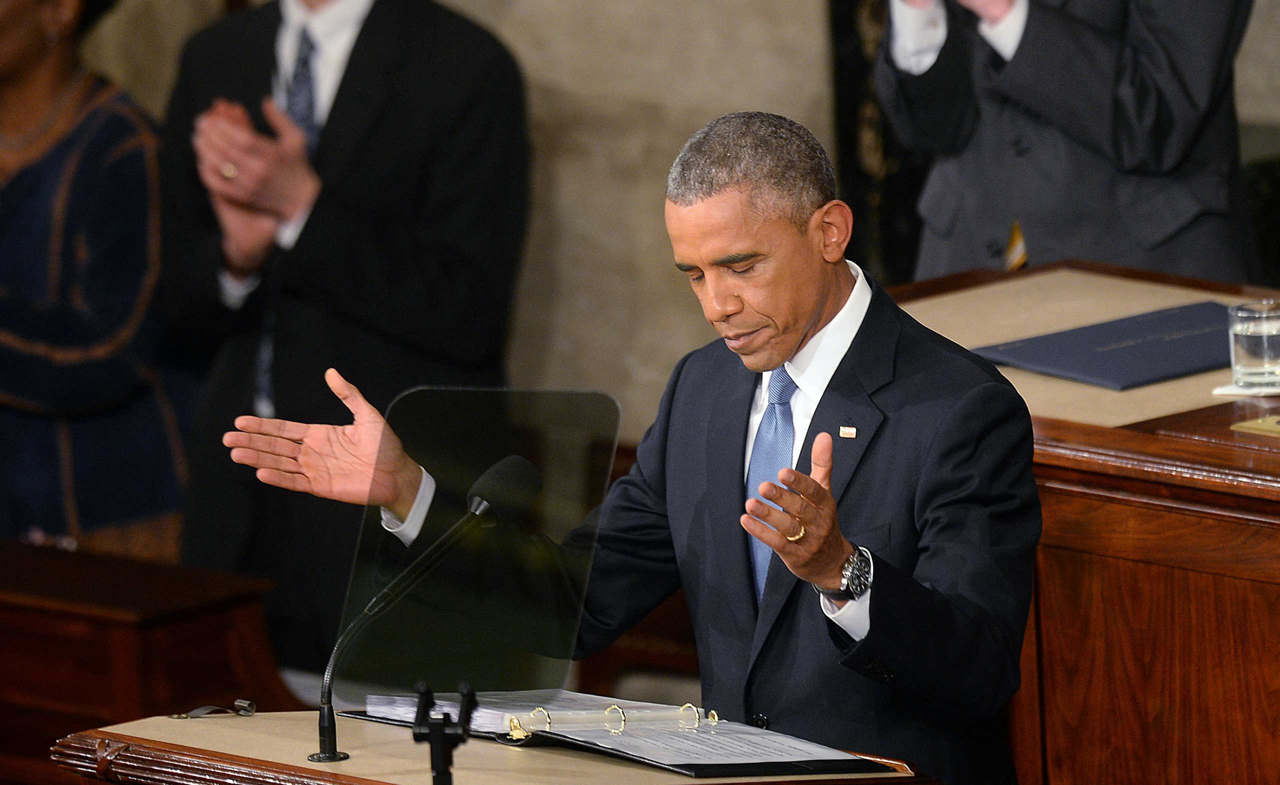 US President Barack Obama delivers his sixth State Of The Union address to the nation at the US Capitol in Washington, Jan. 20, 2015. (Olivier Douliery—SIPA)