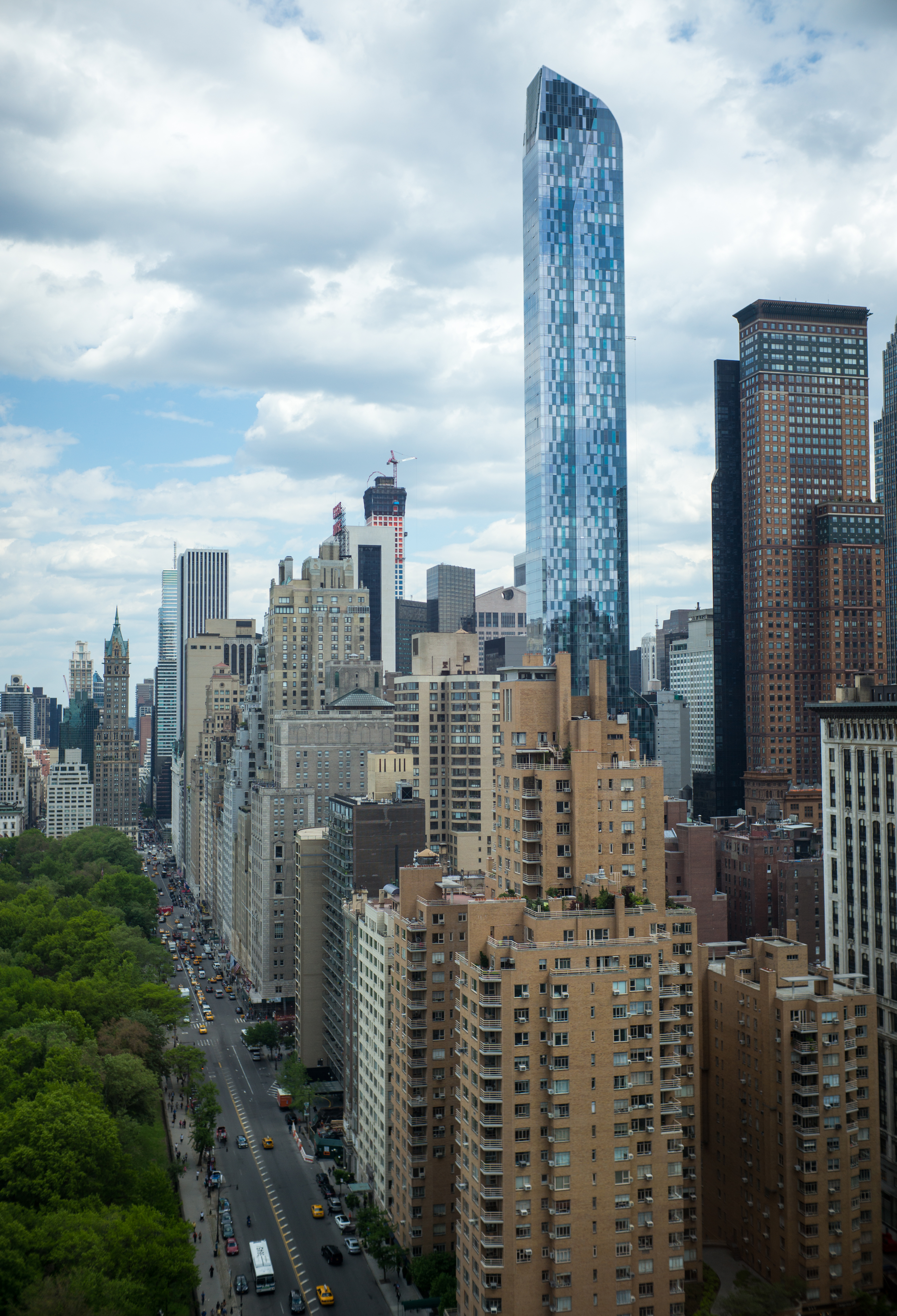 A view of the southern skyline of Central Park is seen on May 19, 2014 including the 90-story One57 luxury condominium building under construction in New York City. (Robert Nickelsberg—;Getty Images)