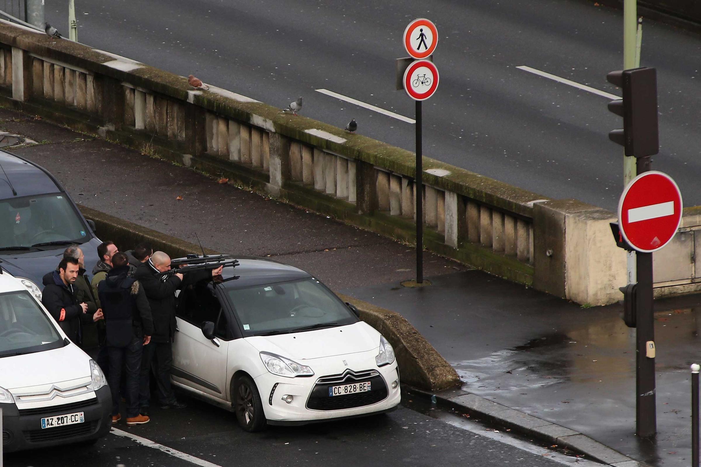 Police are mobilized with reports of a hostage situation at Port de Vincennes on Jan. 9, 2015 in Paris.