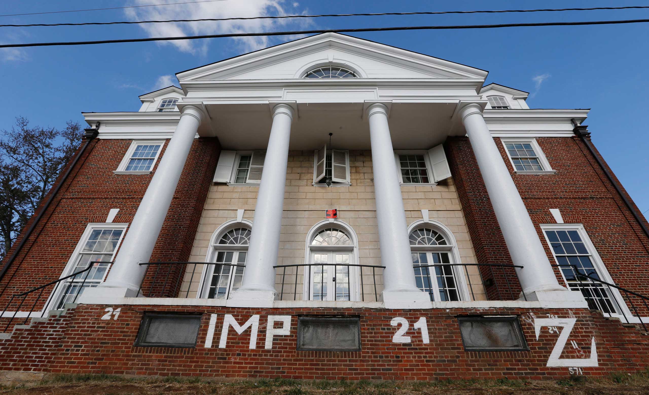 The Phi Kappa Psi house at the University of Virginia in Charlottesville, Va., Nov. 24, 2014. (Steve Helber—AP)