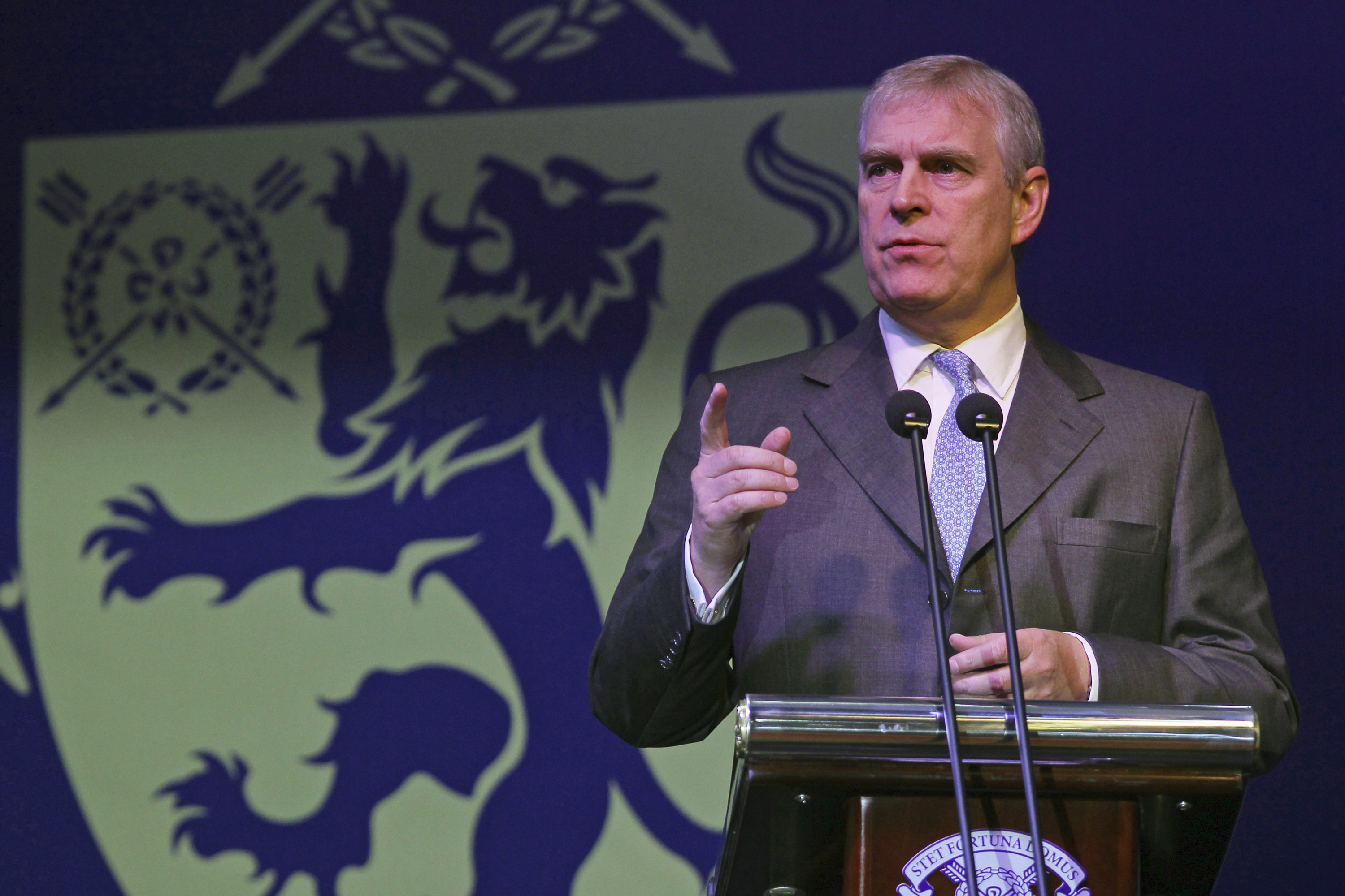 Britain's Prince Andrew speaks at the 10th anniversary of Harrow International School Beijing on Oct. 24, 2014. (China Daily/Reuters)