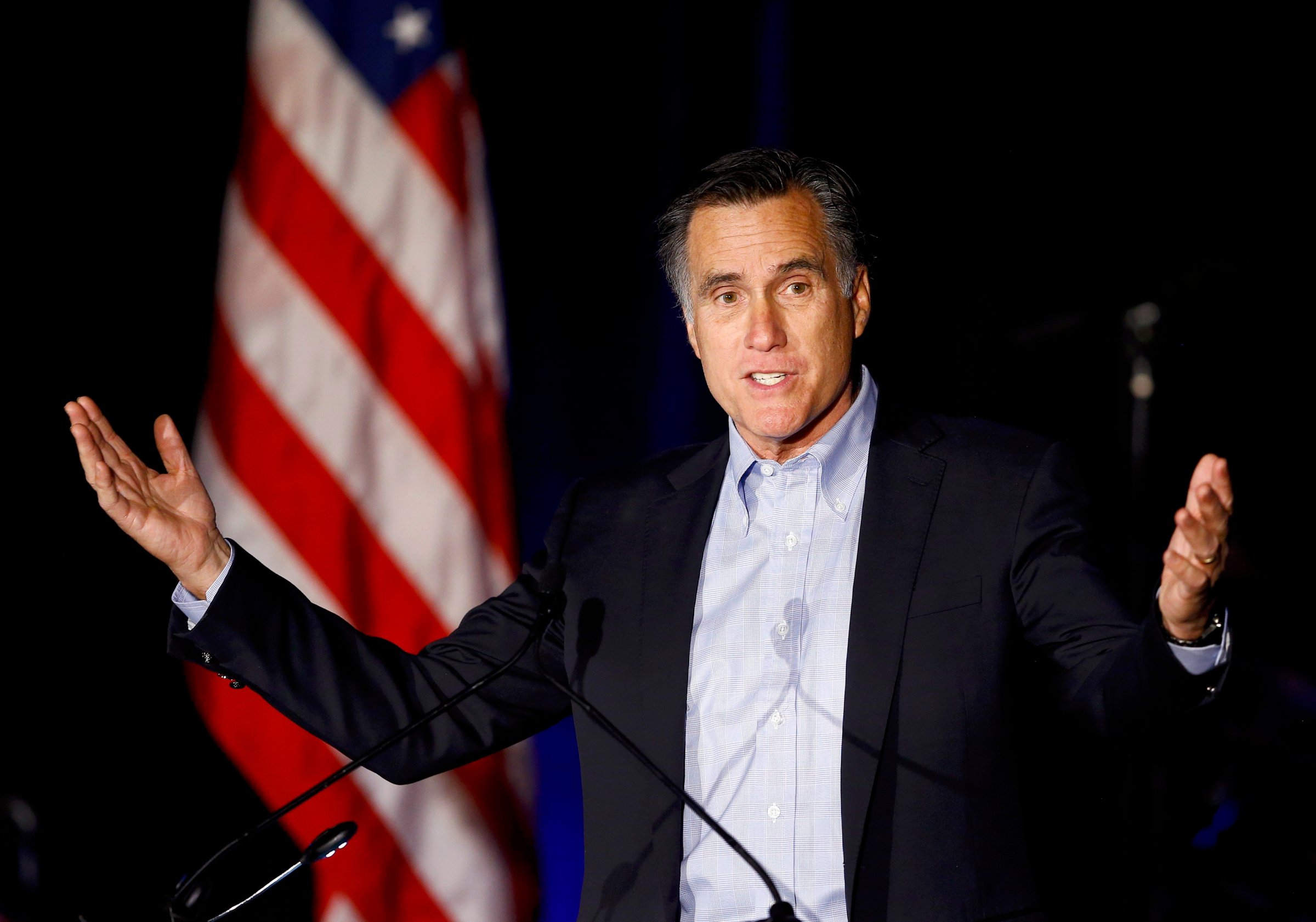 Former presidential candidate Mitt Romney speaks at the Republican National Convention winter meetings in San Diego
