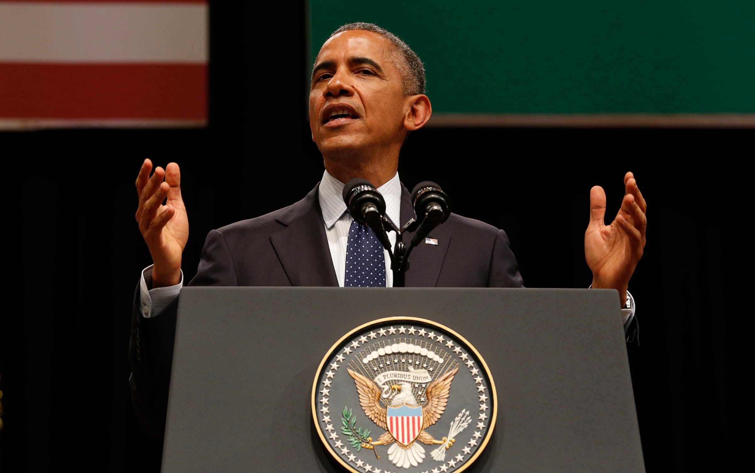 U.S. President Obama delivers a speech at Siri Fort Auditorium in New Delhi