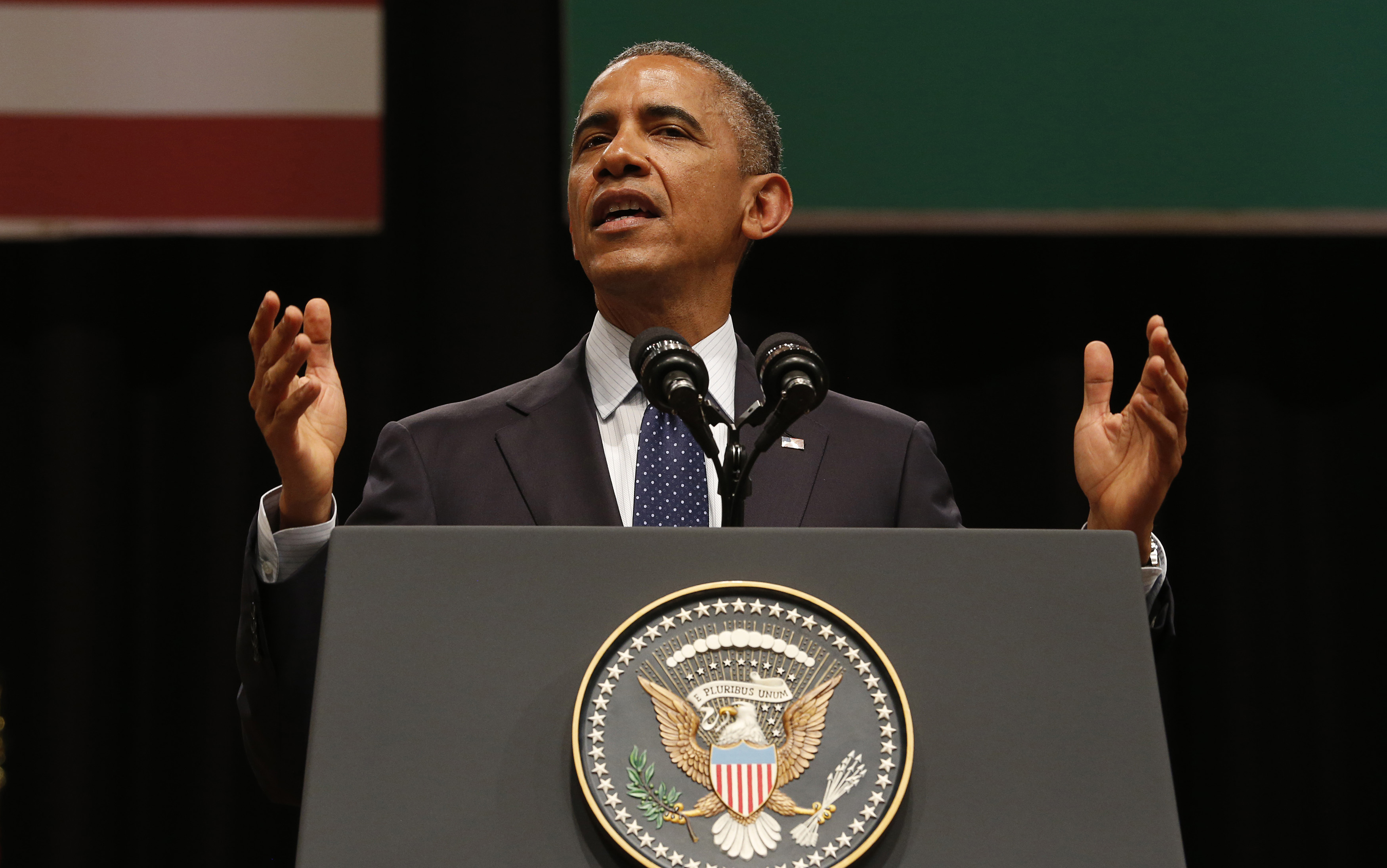 U.S. President Barack Obama delivers a speech at Siri Fort Auditorium in New Delhi on Jan. 27, 2015 (Jim Bourg—Reuters)