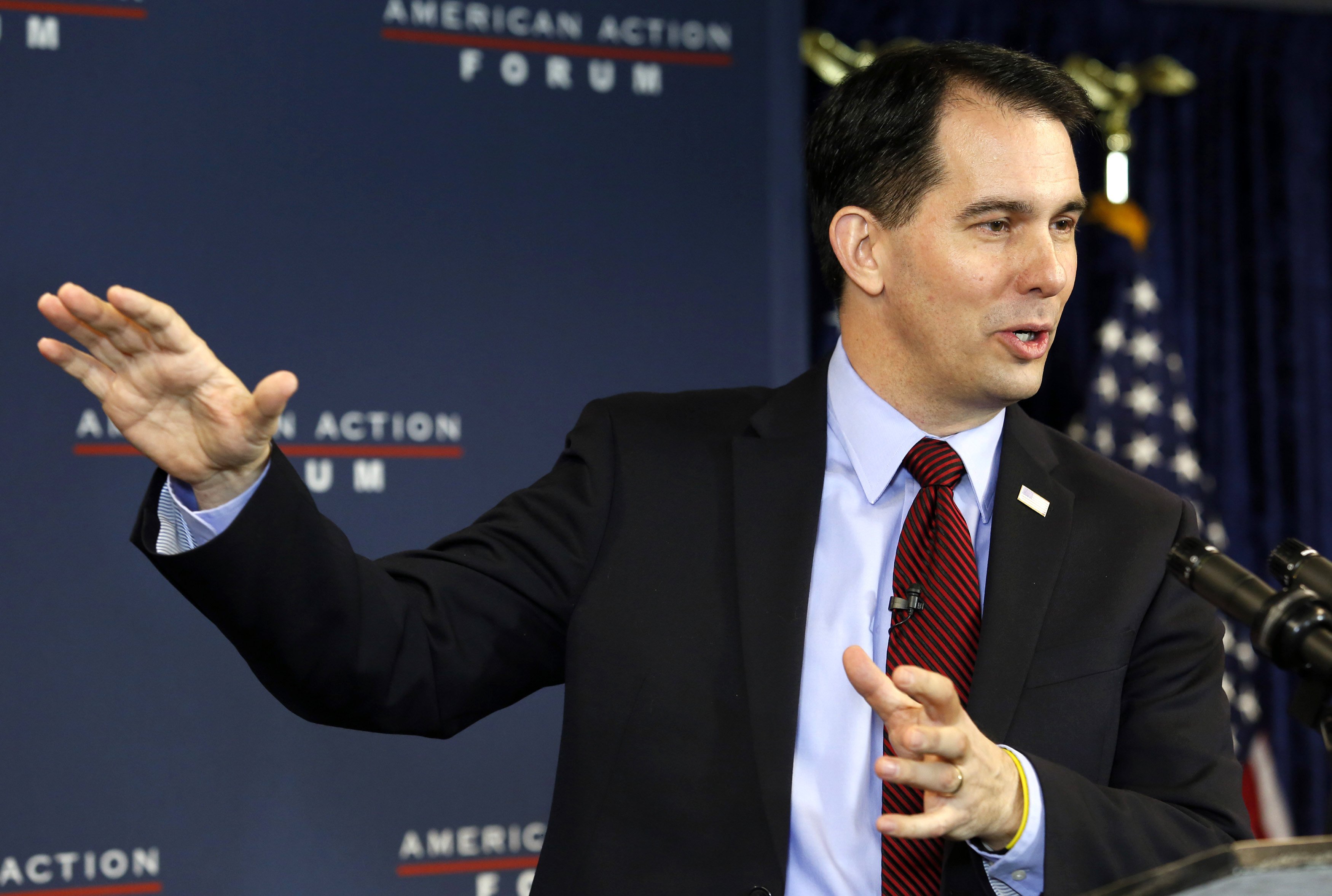 Wisconsin Governor Scott Walker addresses the American Action Forum in Washington on Jan. 30, 2015. (Yuri Gripas—Reuters)