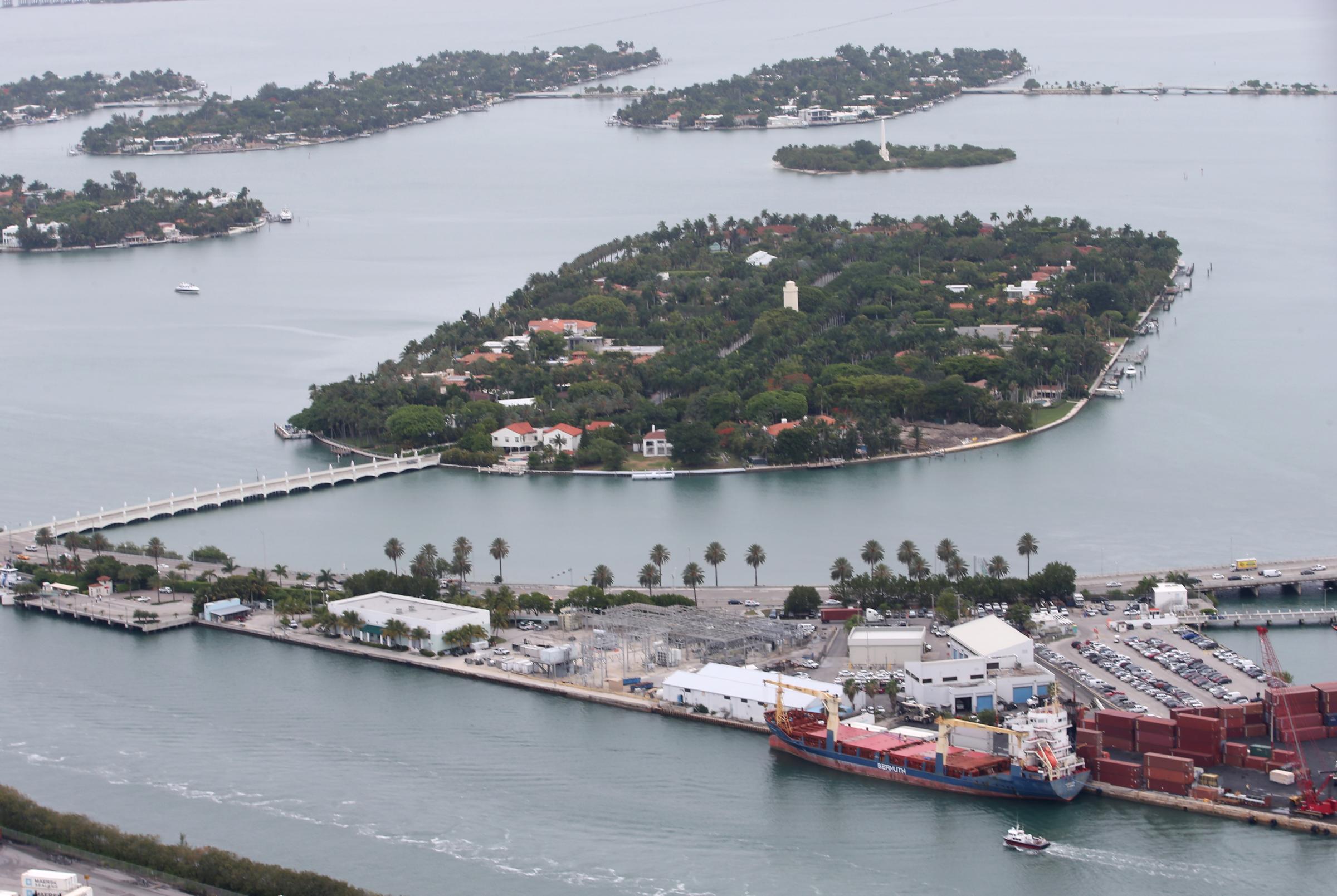 Single family homes on Star Island and the Venetian Islands are seen June 3, 2014 in Miami.