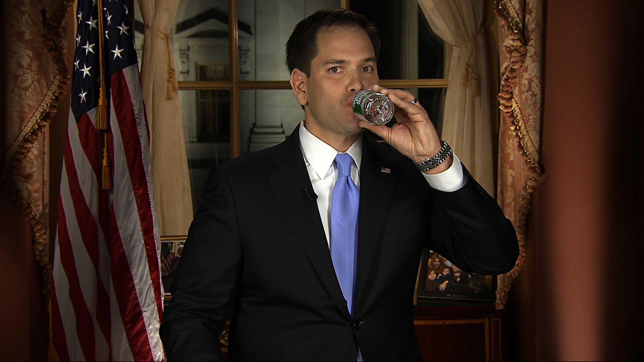 Sen. Marco Rubio gave the response to Obama in 2013. His awkward drink of water midway through was much ridiculed.