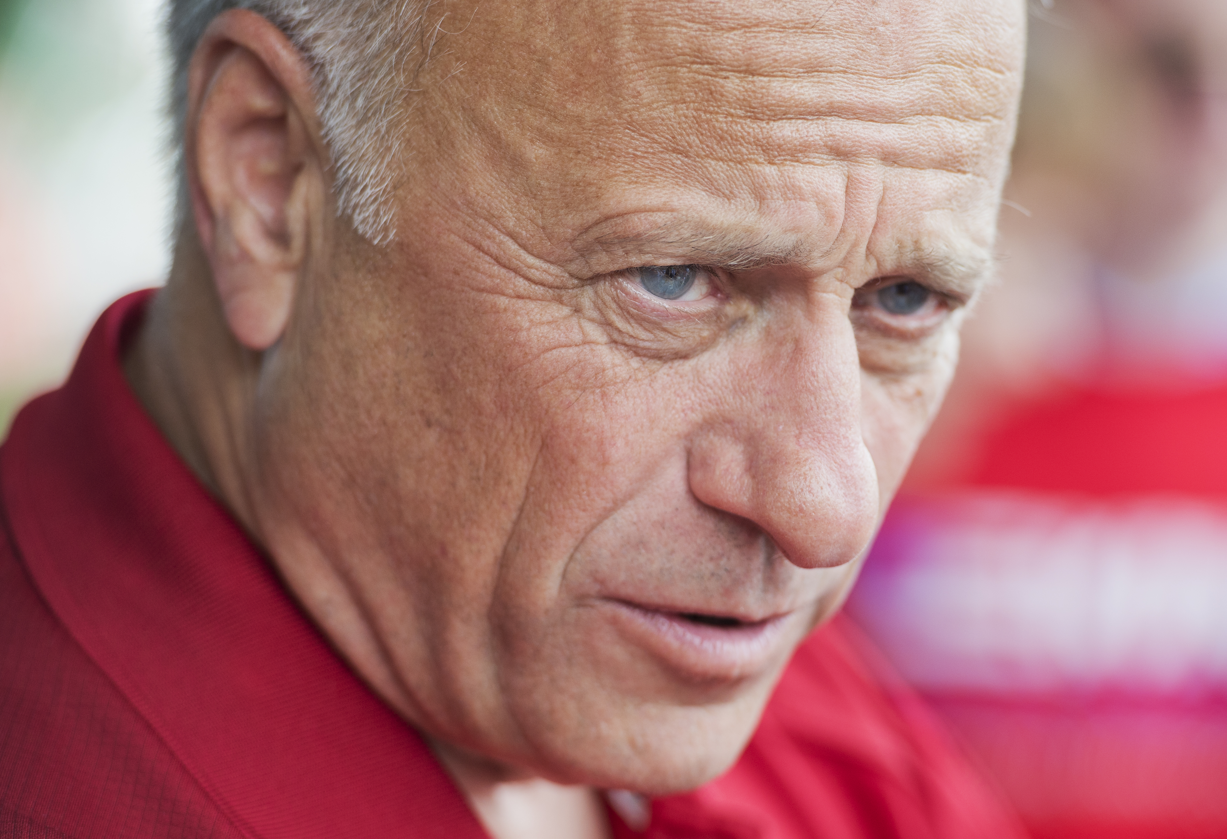 Rep. Steve King speaks with reporters at the 2014 Iowa State Fair in Des Moines, Iowa on Aug. 8, 2014. (Tom Williams—AP)