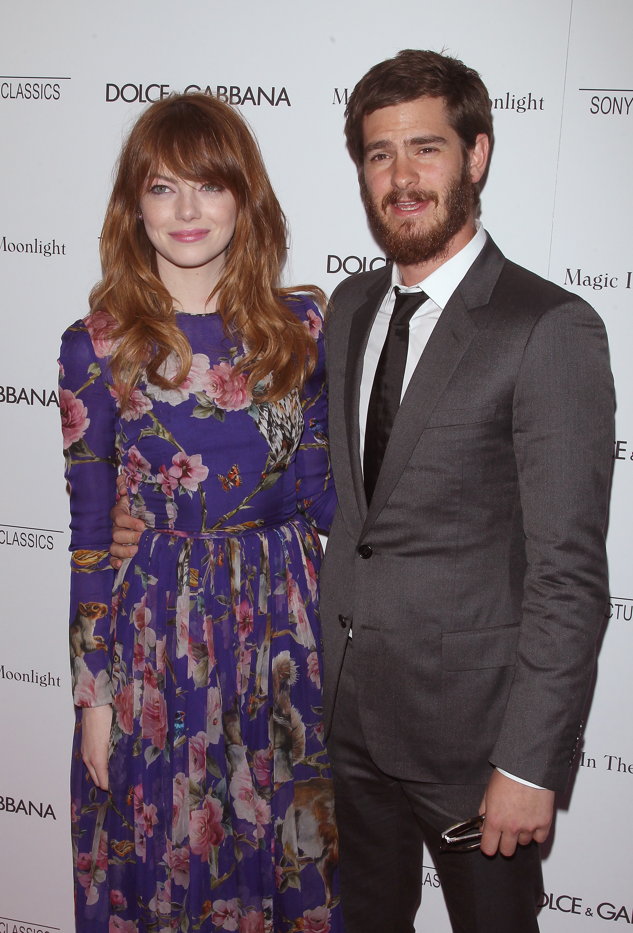 Emma Stone and Andrew Garfield attend "Magic In The Moonlight" premiere in New York City on July 17, 2014.