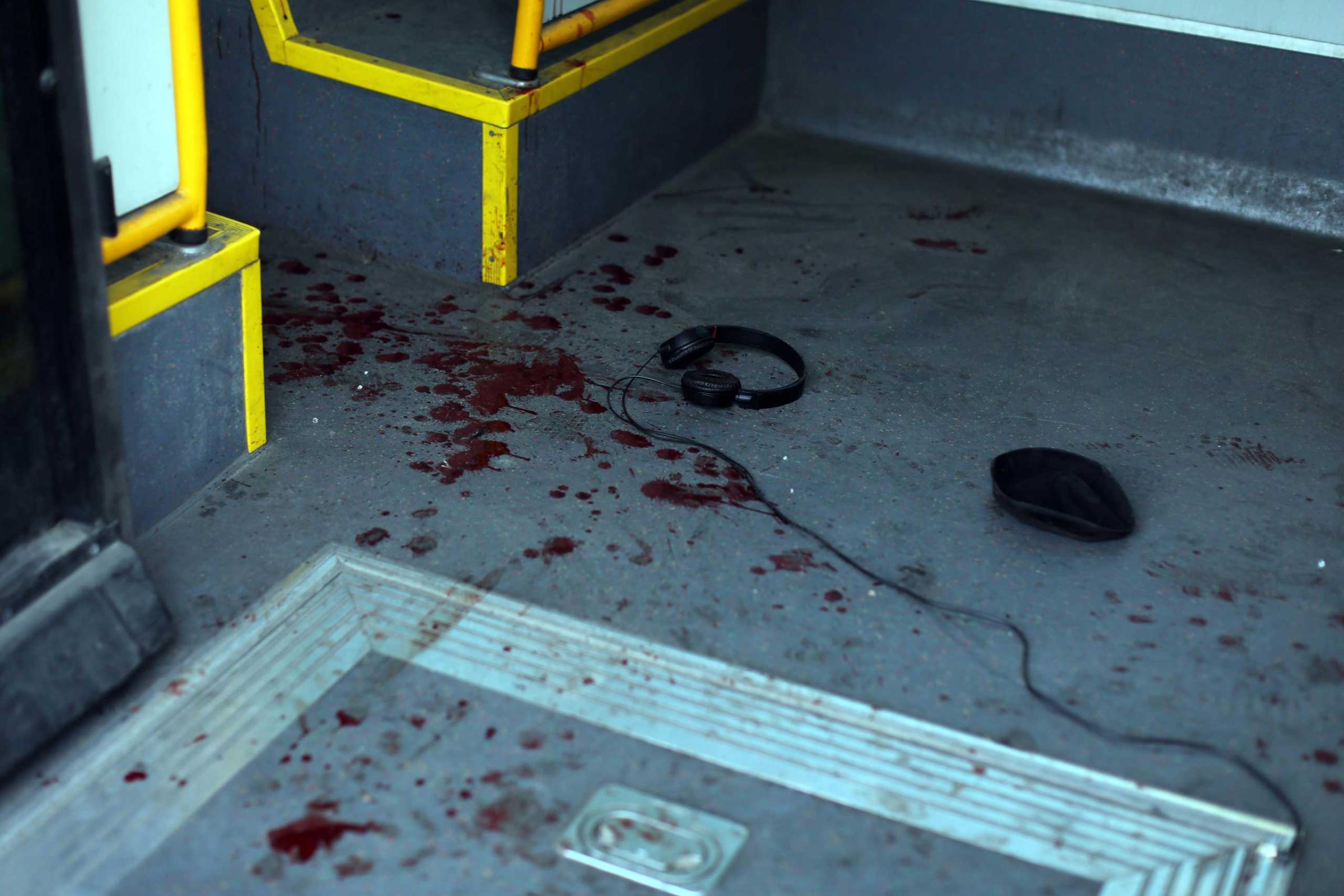 View inside the bus where a stabbing attack occurred in Tel Aviv, Jan. 21, 2015.