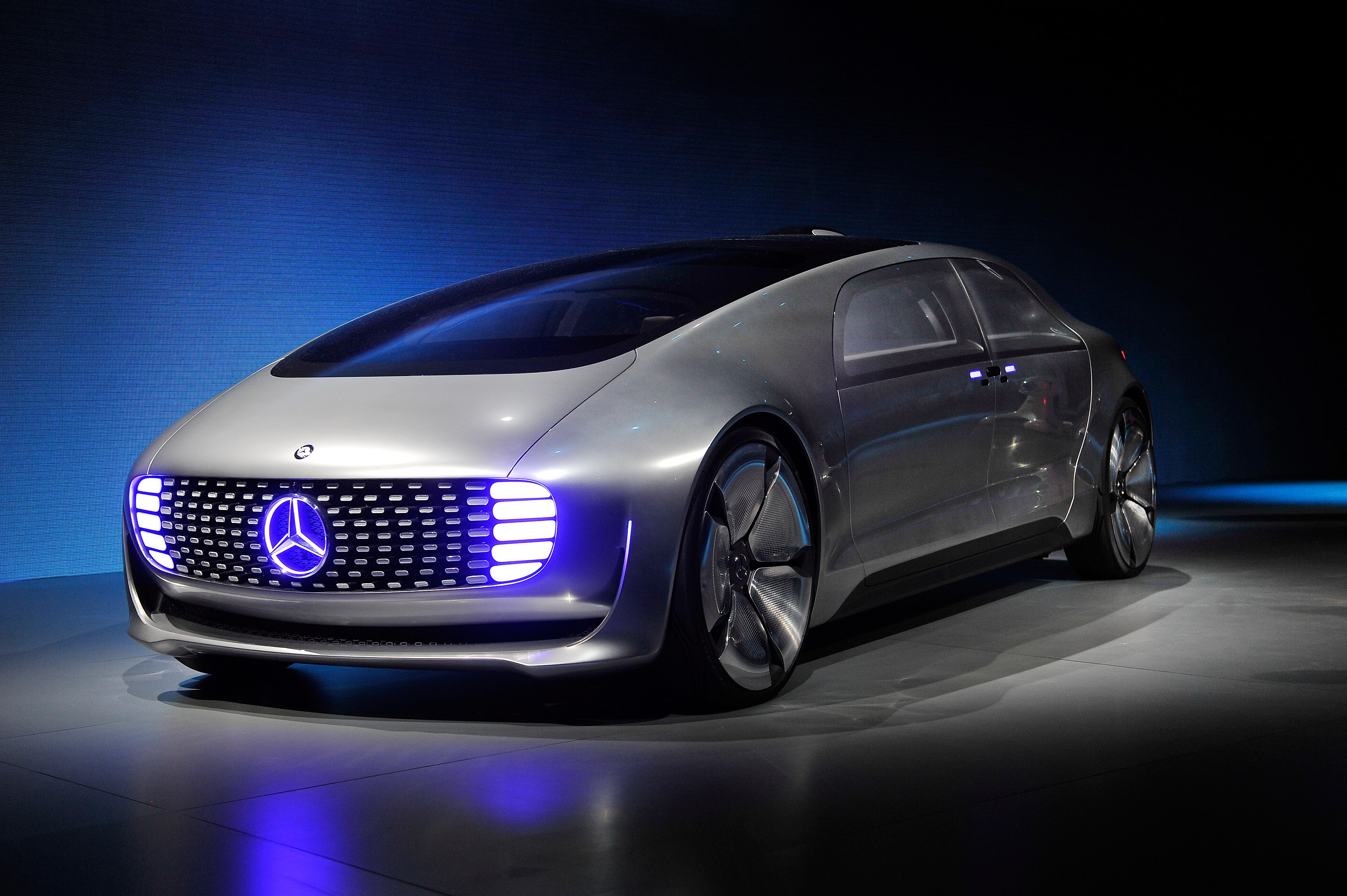 A Mercedes-Benz F 015 autonomous driving automobile is displayed at the Mercedes-Benz press event at the 2015 International CES on Jan. 5, 2015 in Las Vegas. (David Becker—Getty Images)