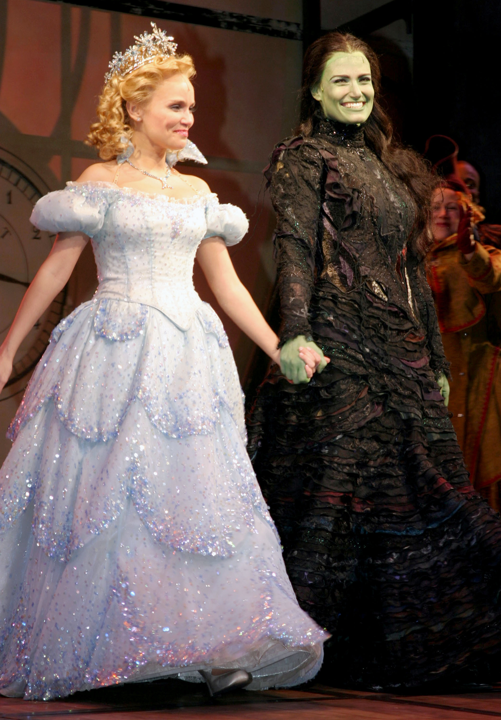 Kristin Chenoweth and Idina Menzel, 'Wicked's' original stars, at curtain call. (Bruce Glikas—FilmMagic)