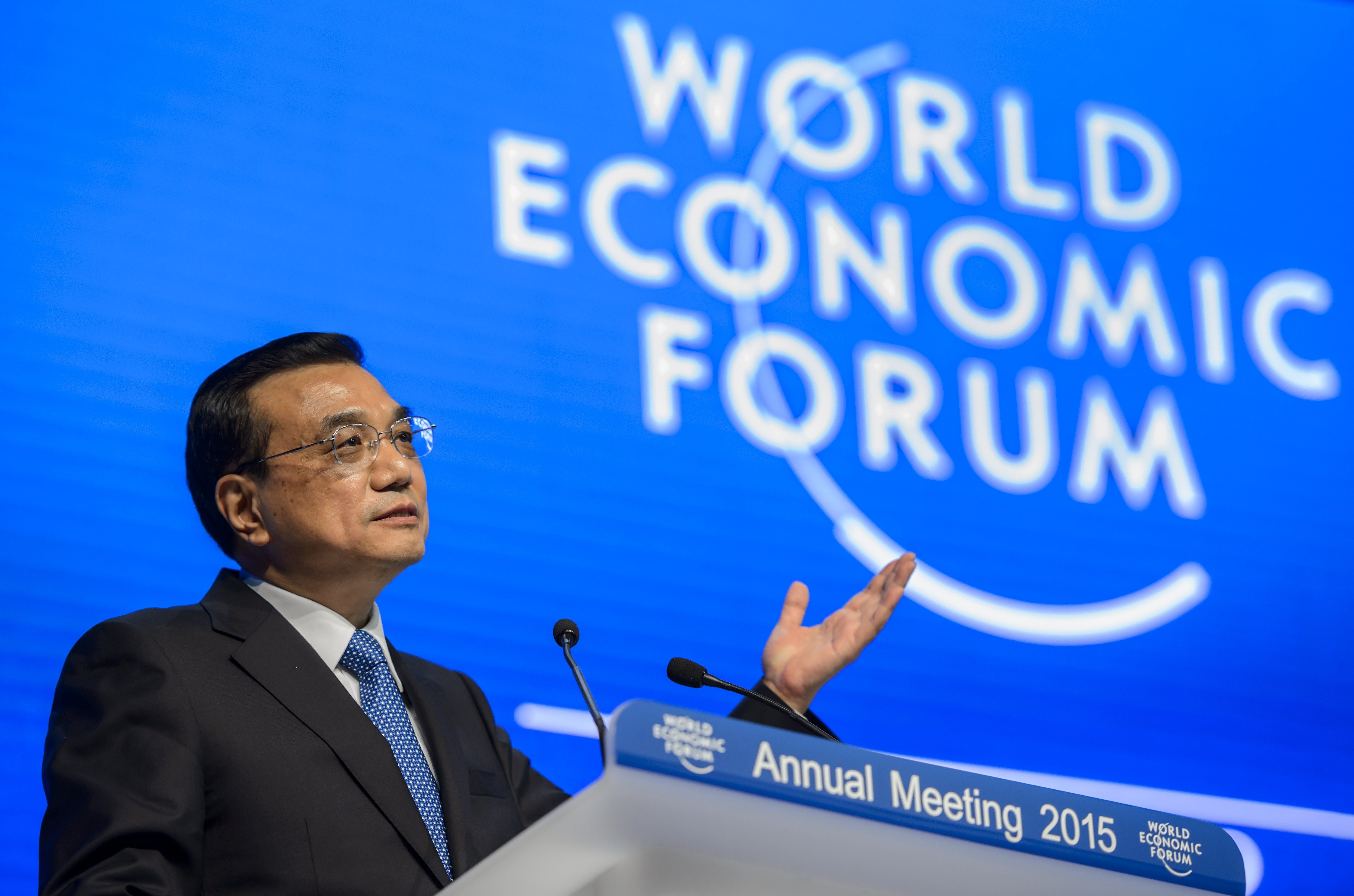 Chinese Premier Li Keqiang attends a session of the World Economic Forum (WEF) annual meeting on Jan. 21, 2015 in Davos, Switzerland.