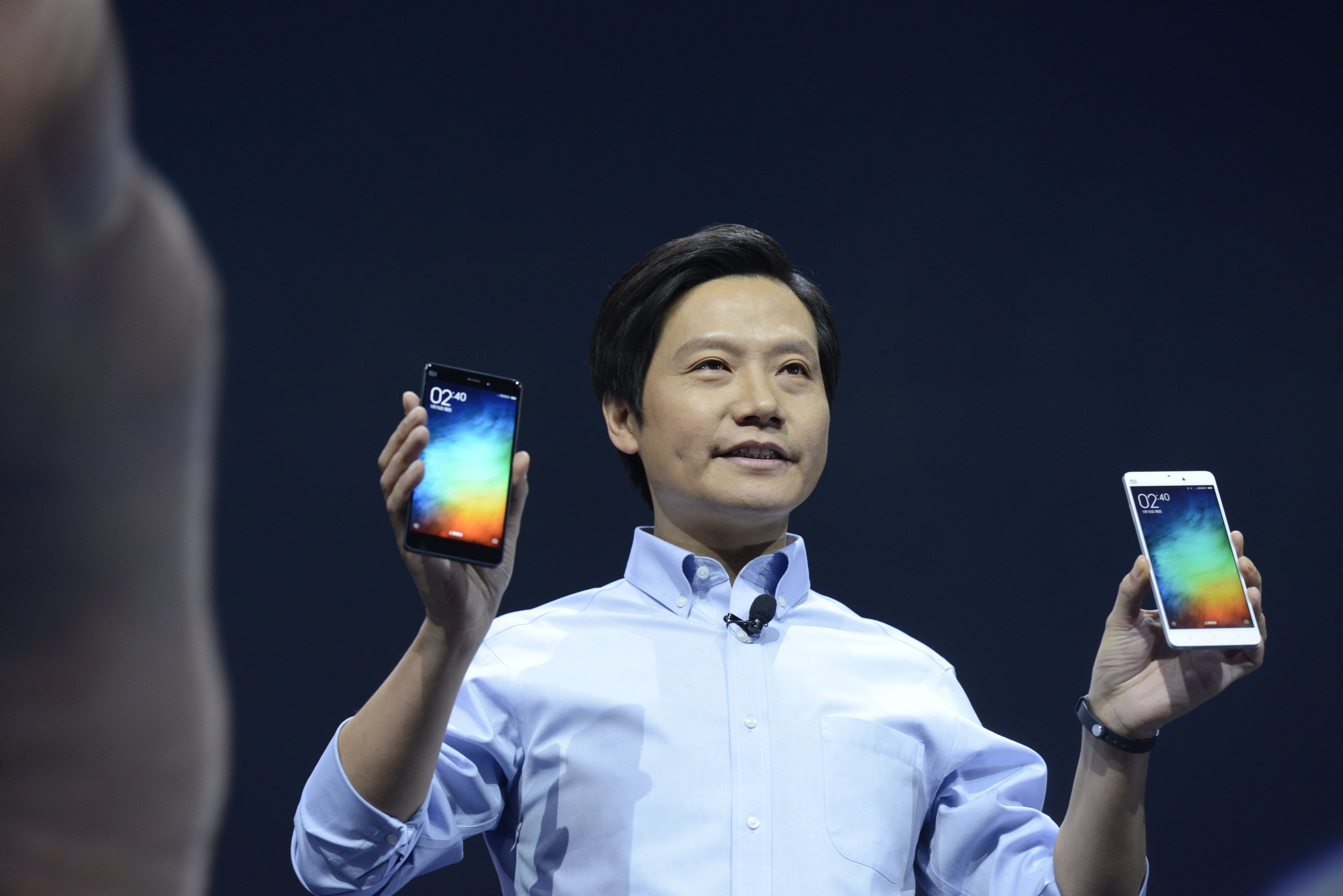 Lei Jun, chairman and CEO of China's Xiaomi Inc. presents the company's new product, the Mi Note on Jan. 15, 2015 in Beijing, China. (ChinaFotoPress via Getty Images)