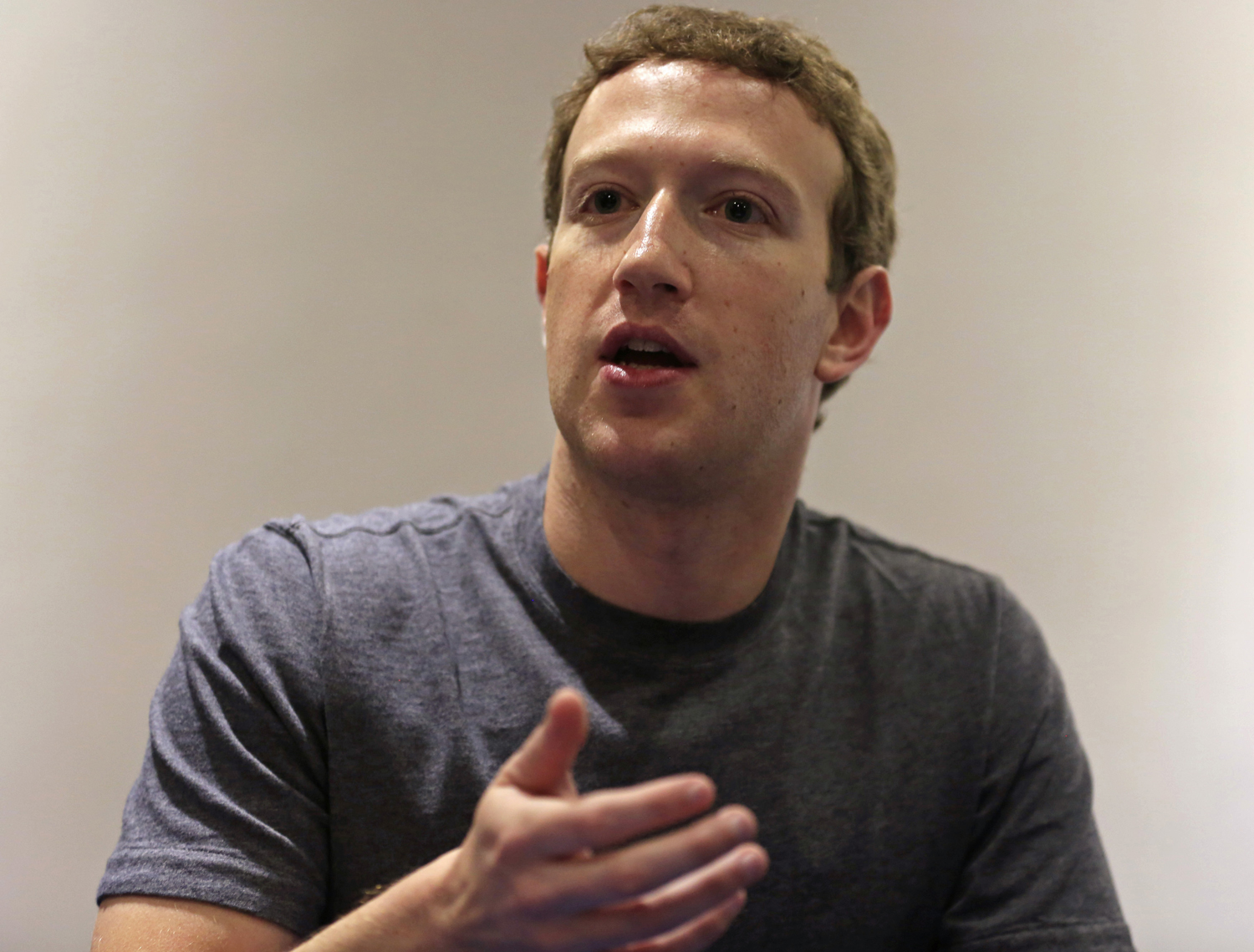 Facebook CEO Mark Zuckerberg speaks during a Reuters interview at the University of Bogota