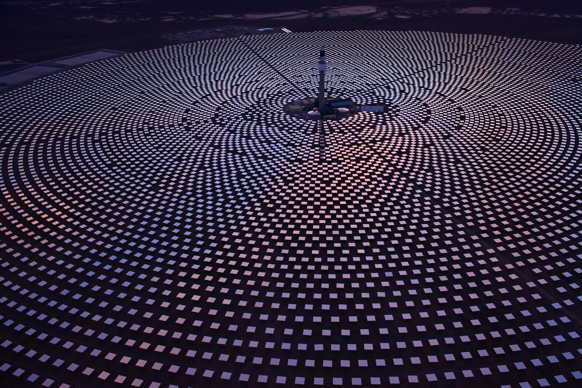 The Crescent Dunes Solar Energy Project, a 110 megawatt solar thermal power project, near Tonopah, Nevada. Jamey Stillings
