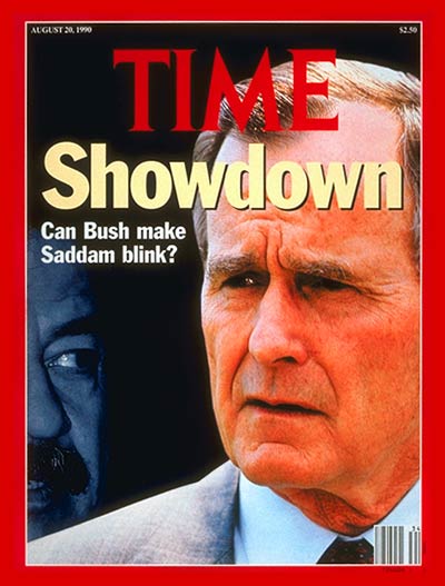 Saddam Hussein and George H.W. Bush on the Aug. 20, 1990, cover of TIME