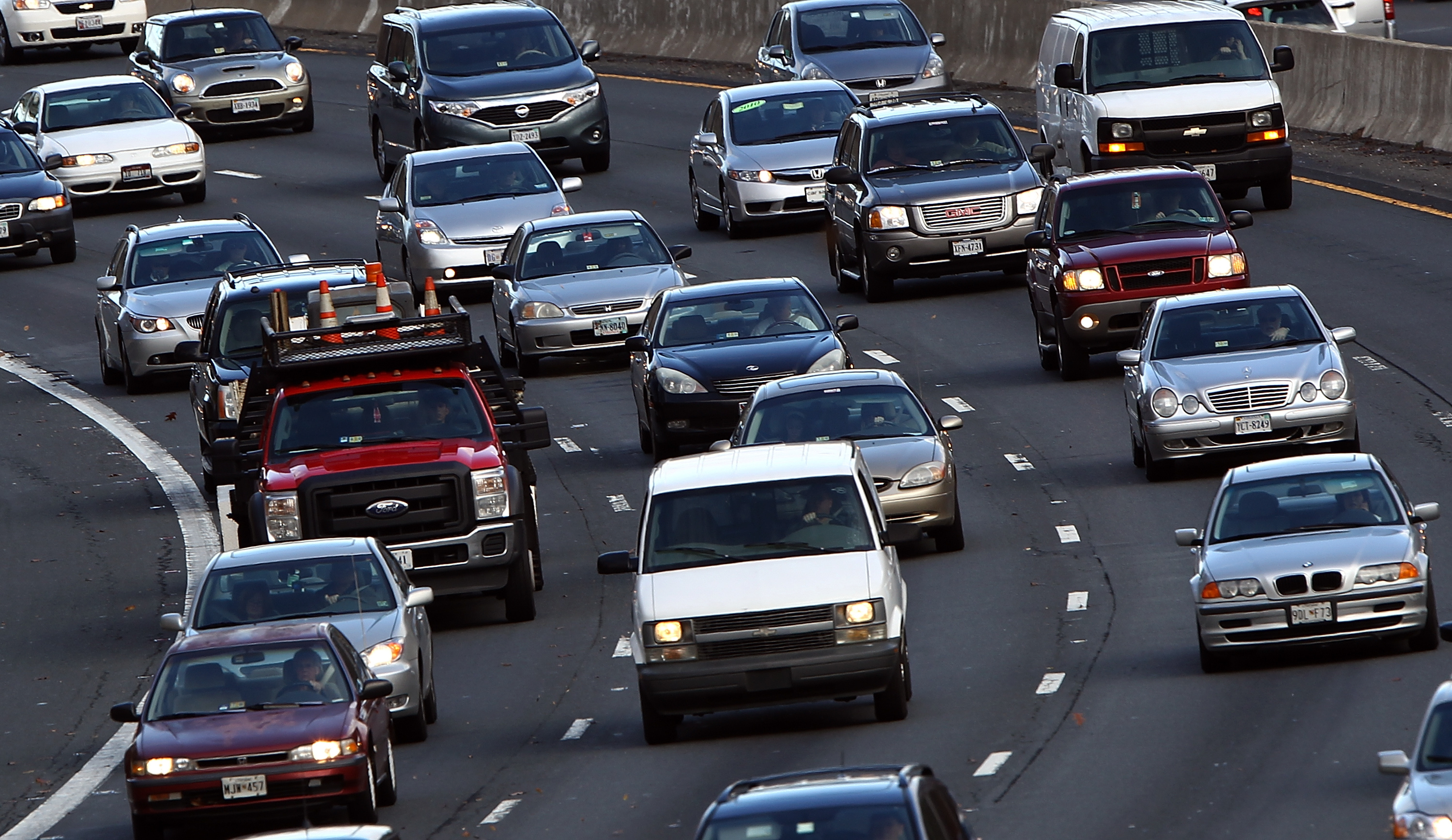 Traffic converges on highway I-495 South just west of the nation's capital on one of the busiest travel days of the year November 23, 2011 in McLean, Virginia. (Win McNamee&mdash;Getty Images)