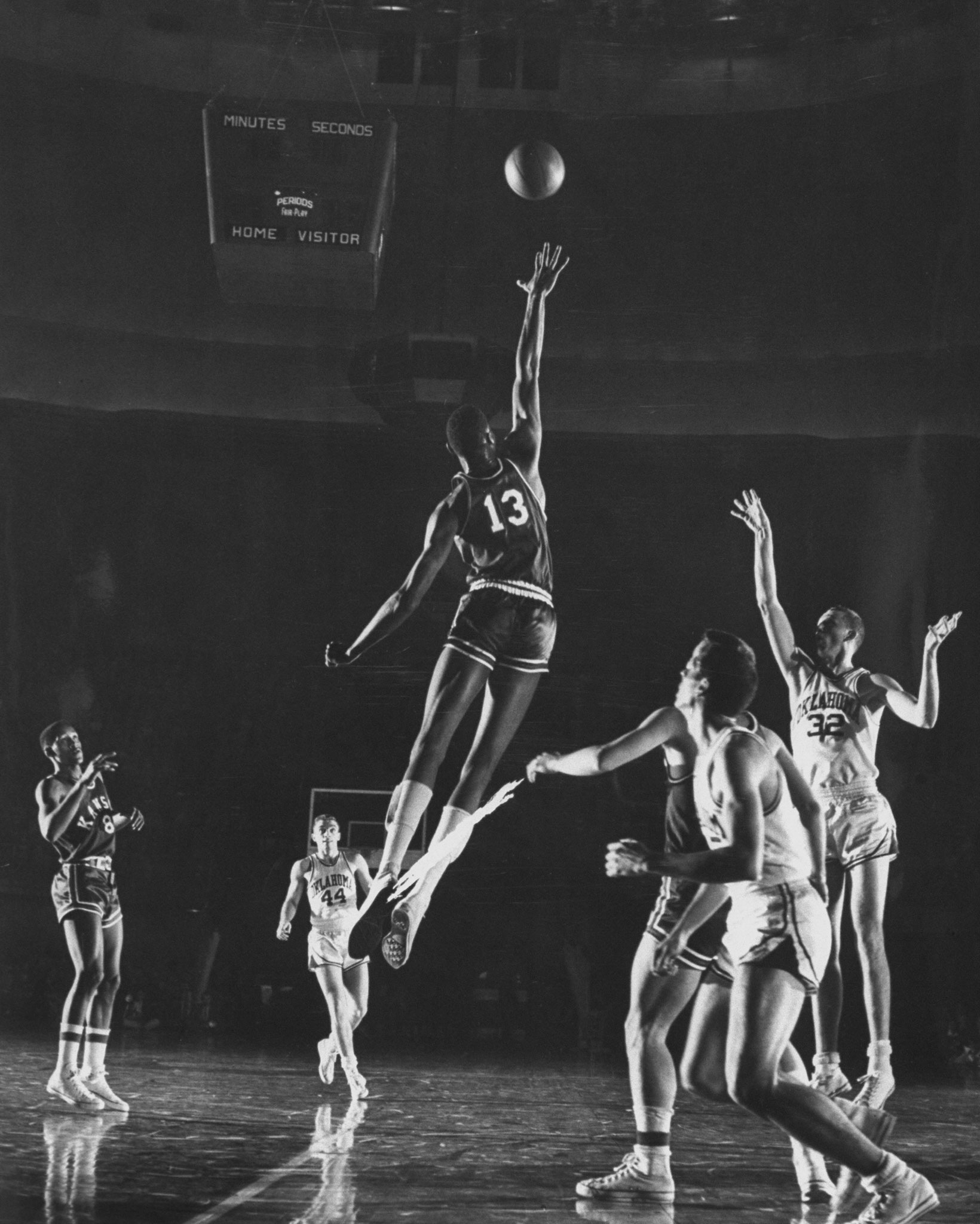 University of Kansas basketball player Wilt Chamberlain, 1957.