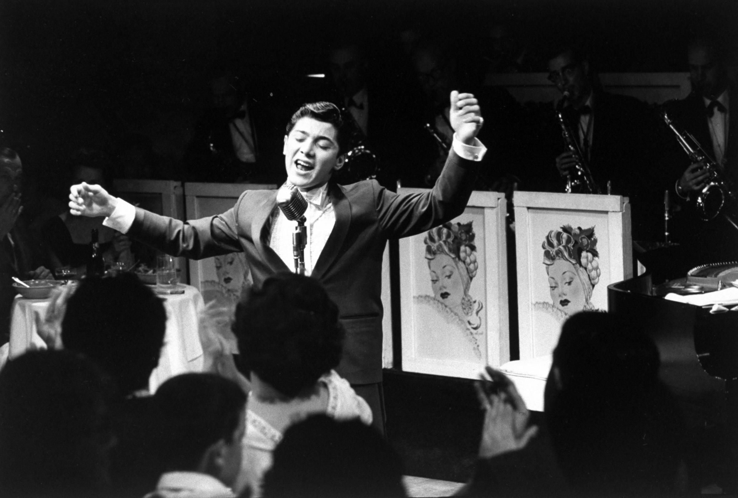 Paul Anka during his premiere performance at the Copacabana nightclub, 1960.
