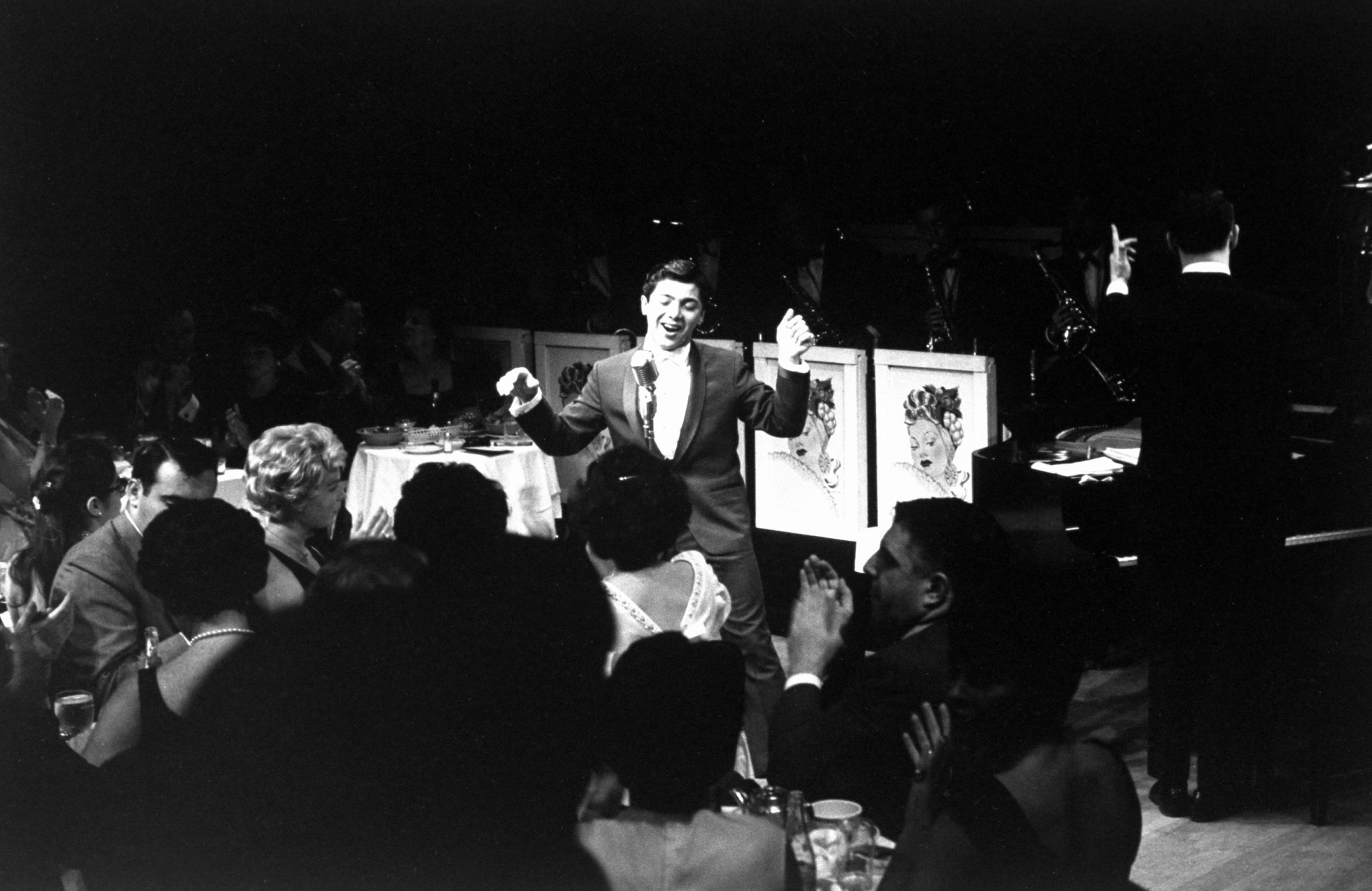 Paul Anka during his premiere performance at the Copacabana nightclub, 1960.