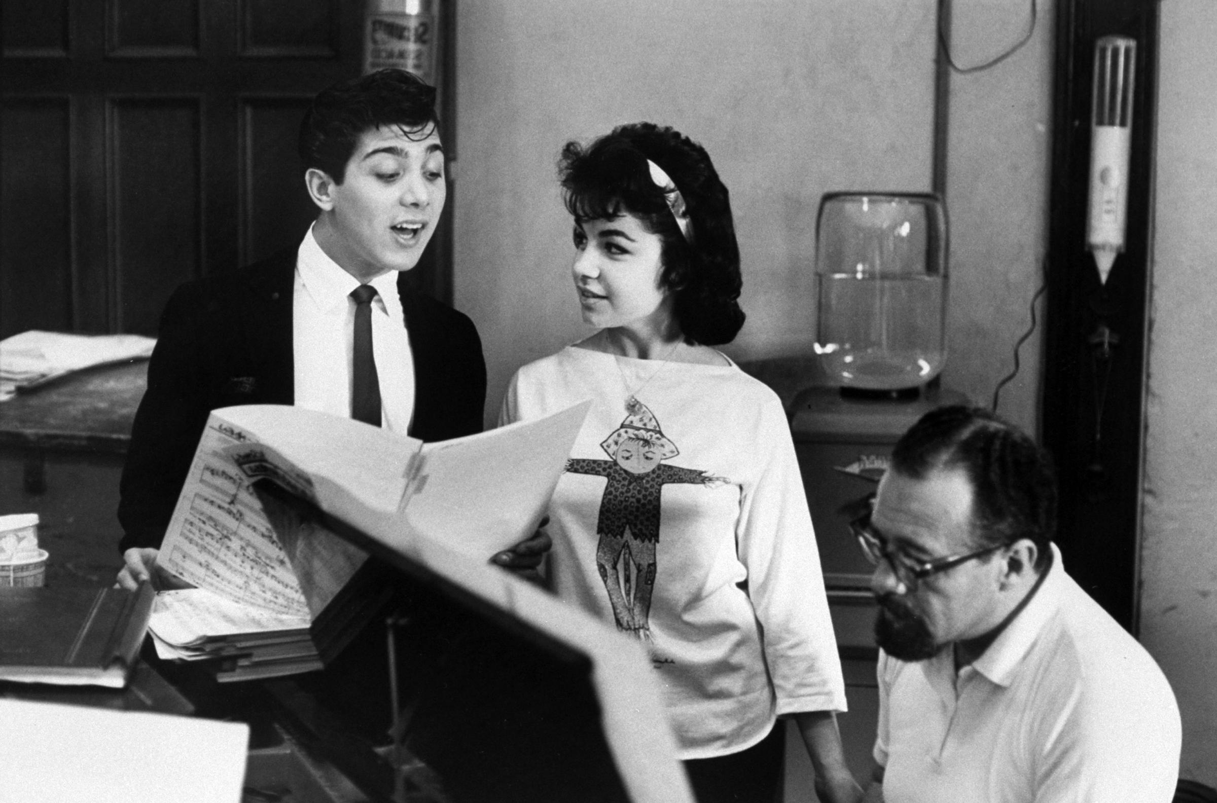 Paul Anka rehearsing with Annette Funicello, 1960.