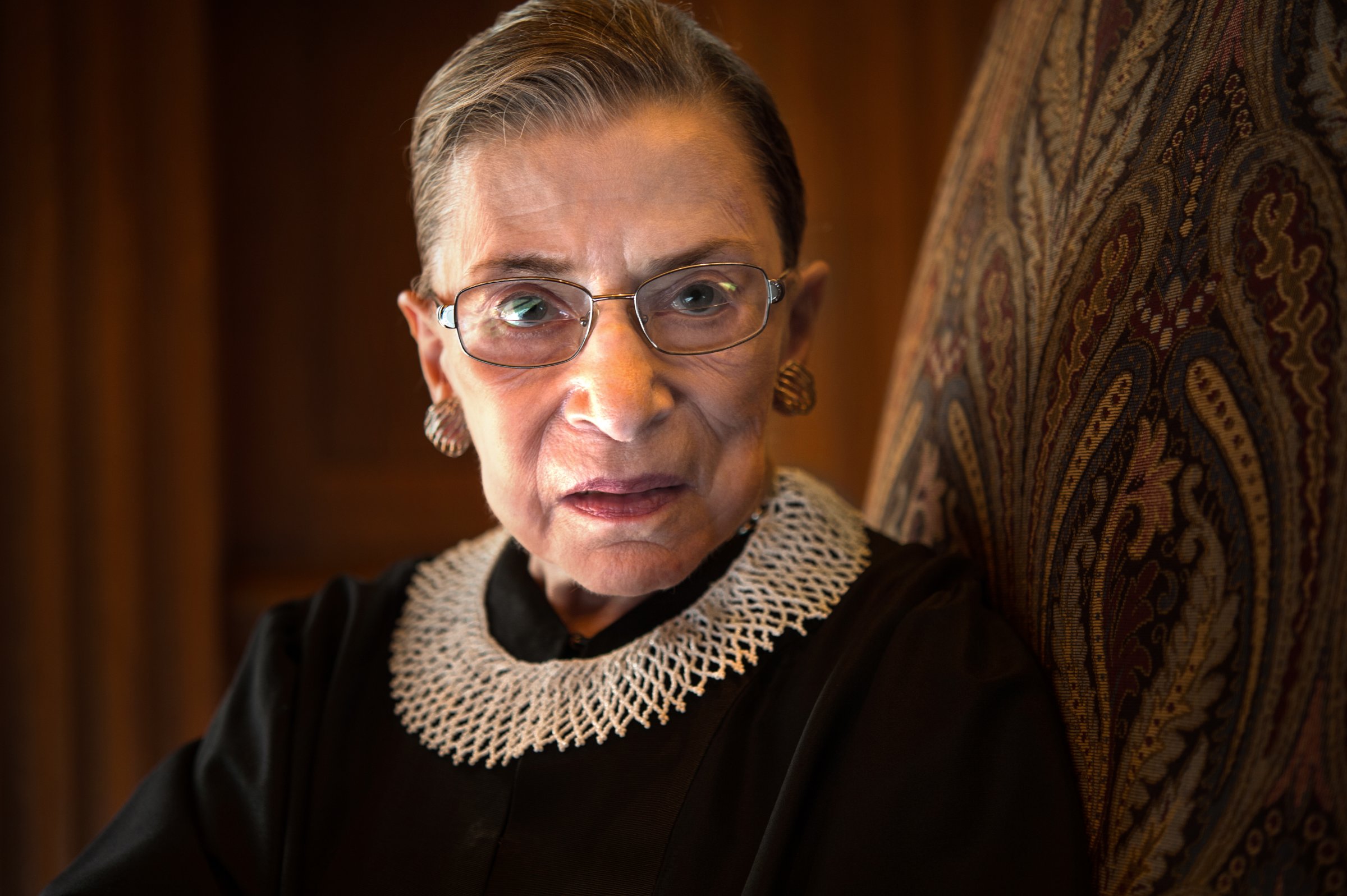 Supreme Court Justice Ruth Bader Ginsburg, celebrating her 20th anniversary on the bench, is photographed in the West conference room at the U.S. Supreme Court in Washington on Aug. 30, 2013.