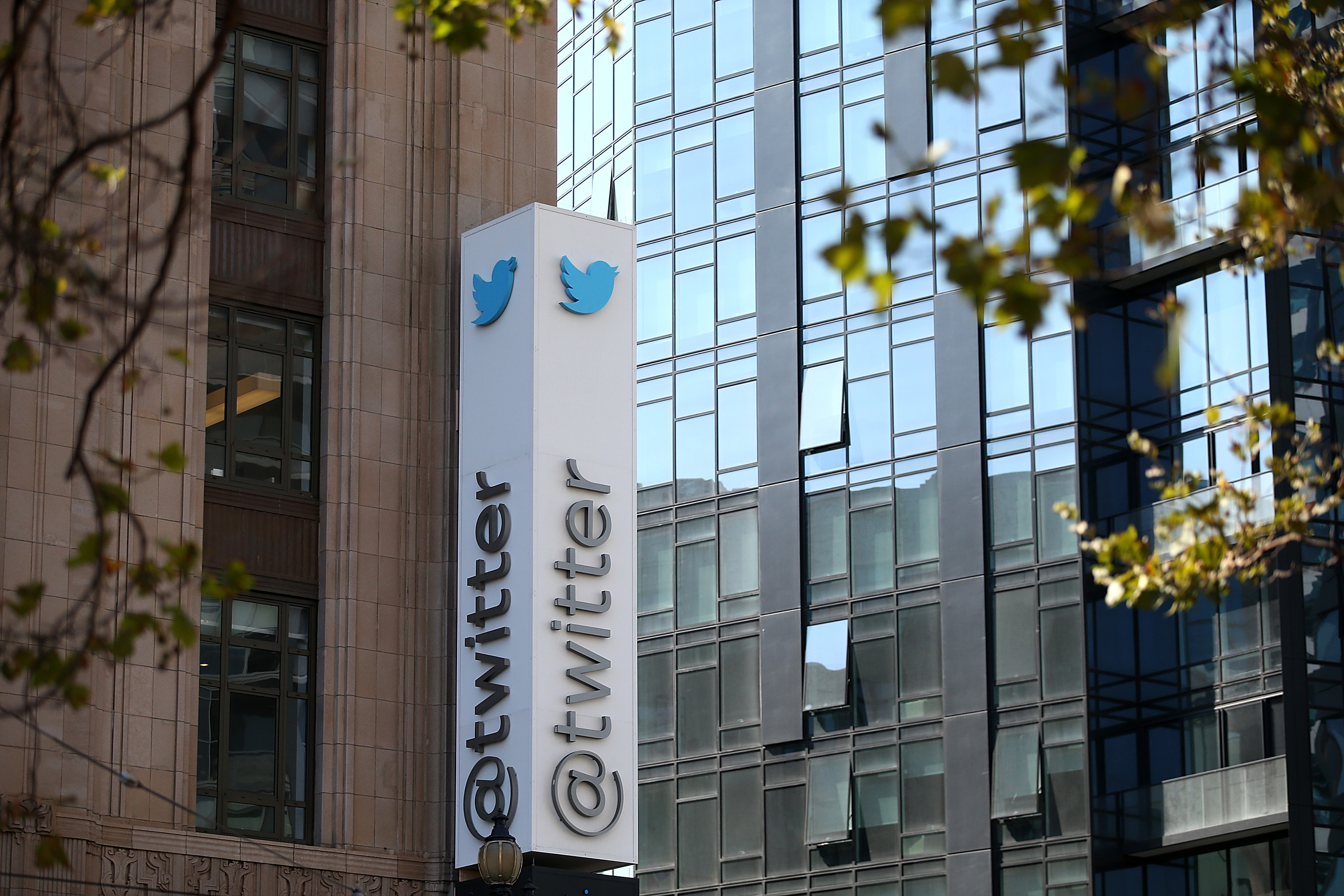 A sign is posted outside of the Twitter headquarters on July 29, 2014 in San Francisco, California. (Justin Sullivan—Getty Images)