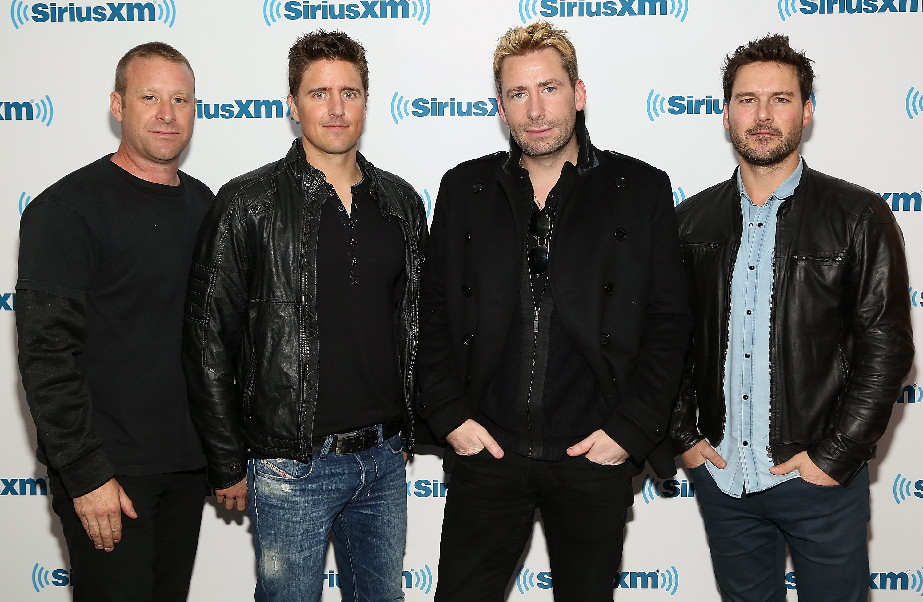 Nickelback musicians, from left, Mike Kroeger, Daniel Adair, Chad Kroeger and Ryan Peake visit SiriusXM Studios in New York City on Nov. 20, 2014 (Monica Schipper—Getty Images)