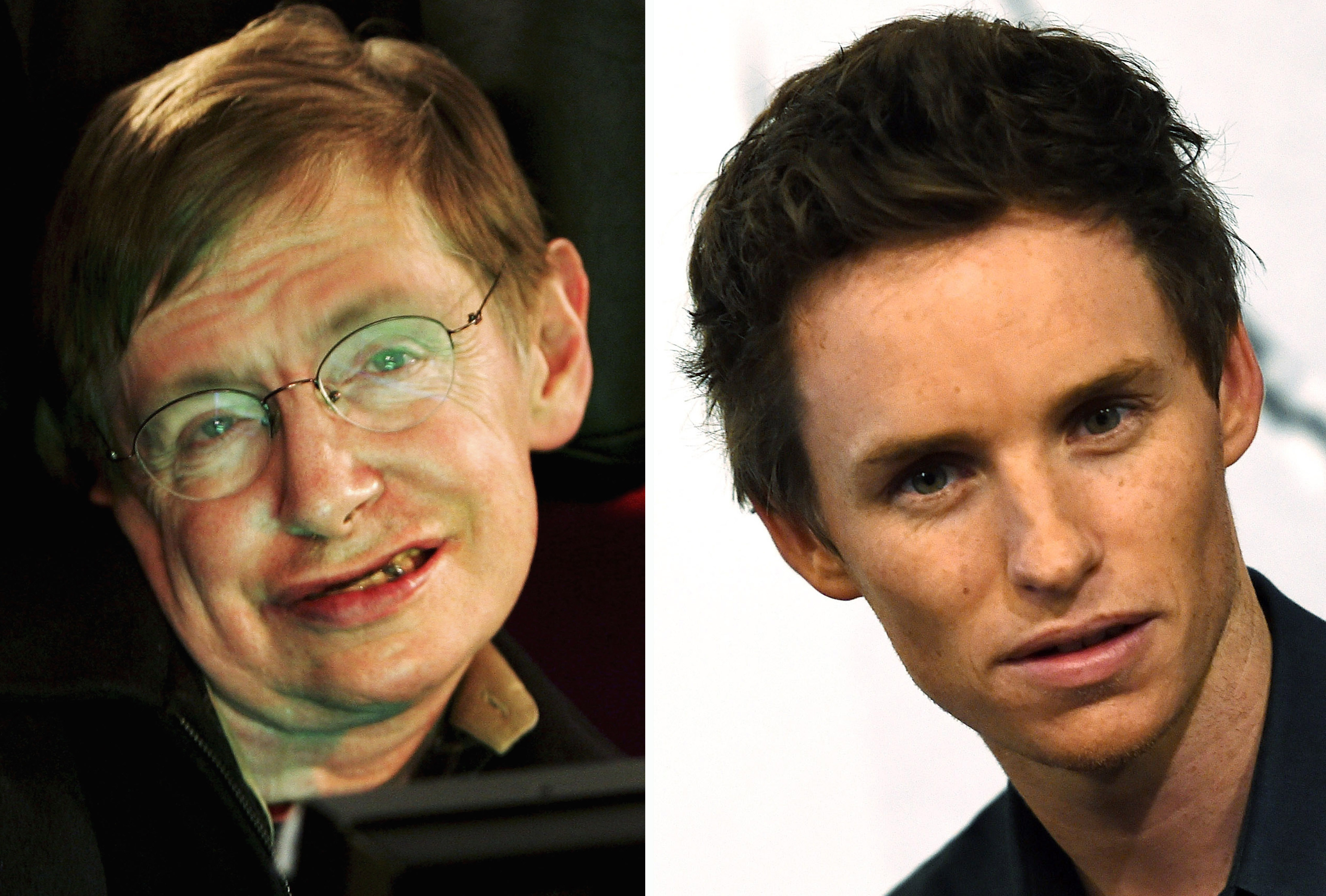 From left: Stephen Hawking and Eddie Redmayne. (Ian Waldie—Getty Images)