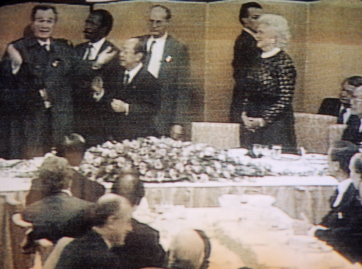 George H. Bush with Barbara Bush and Kiichi Miyazawa
