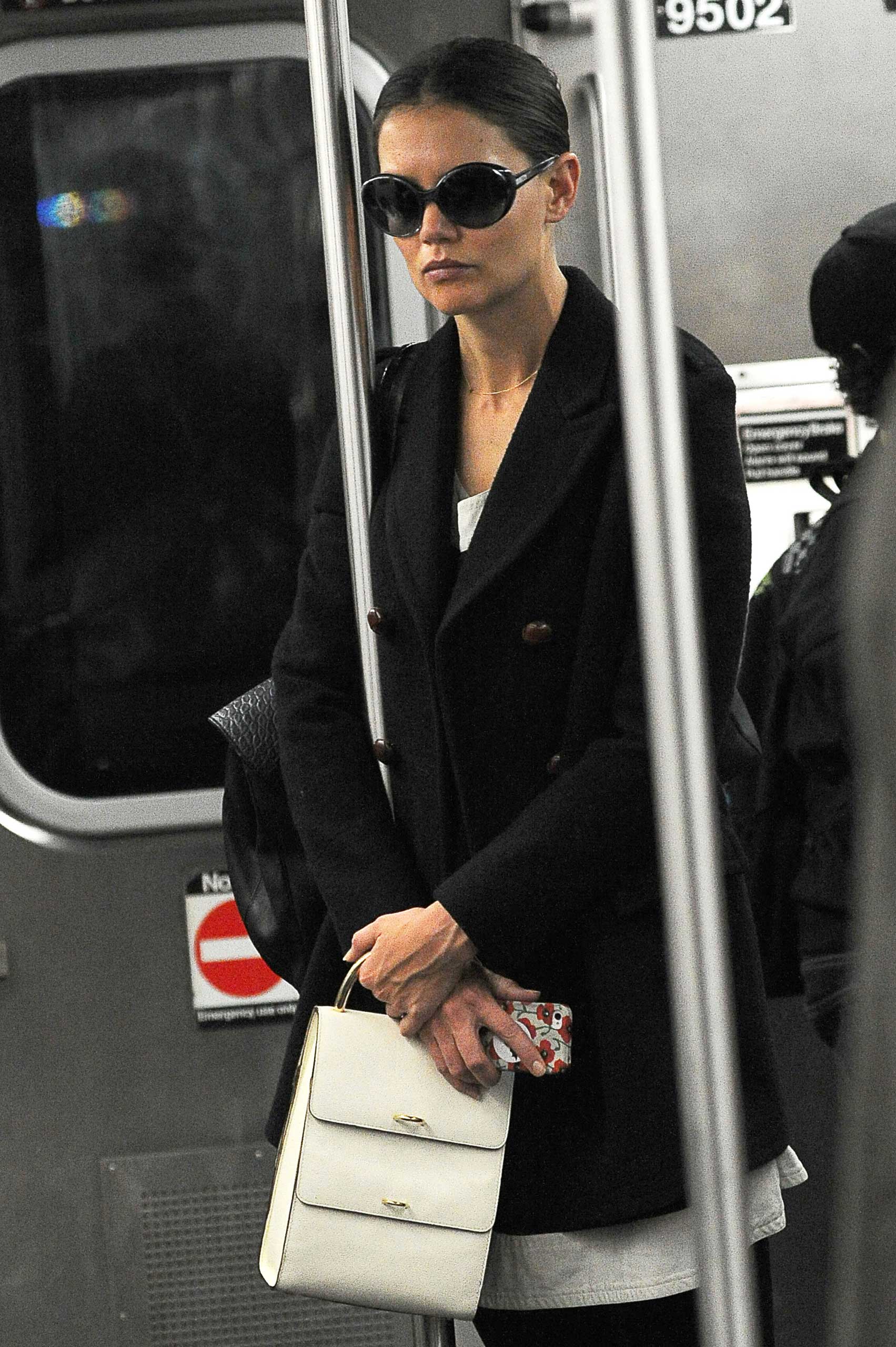 Katie Holmes rides the subway to rehearsals for "Dead Accounts" in Manhattan.