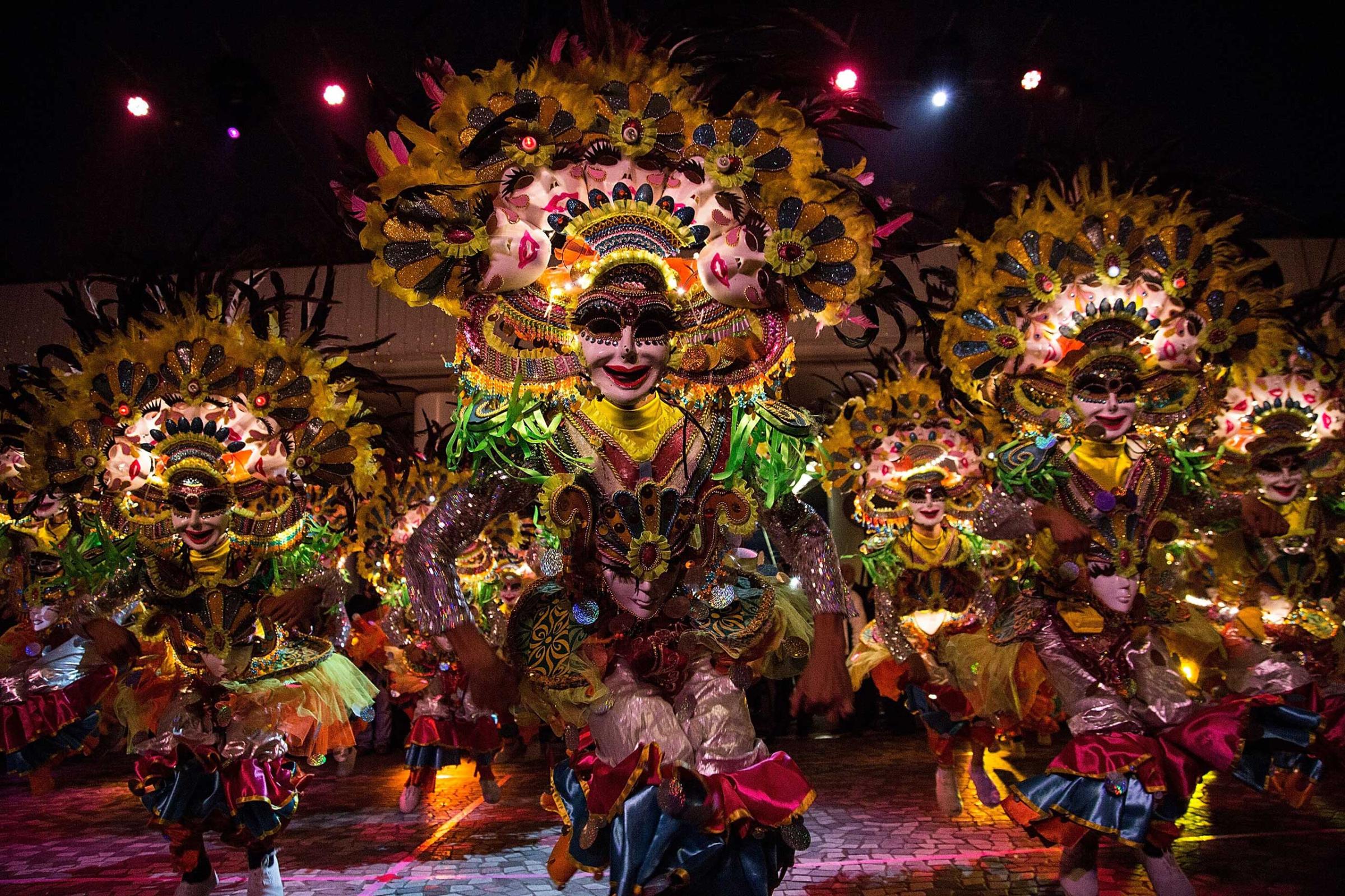 Performers dance at the 2015 Cathay Pacific International Chinese New Year Night Parade on Feb.19, 2015 in Hong Kong, Hong Kong.