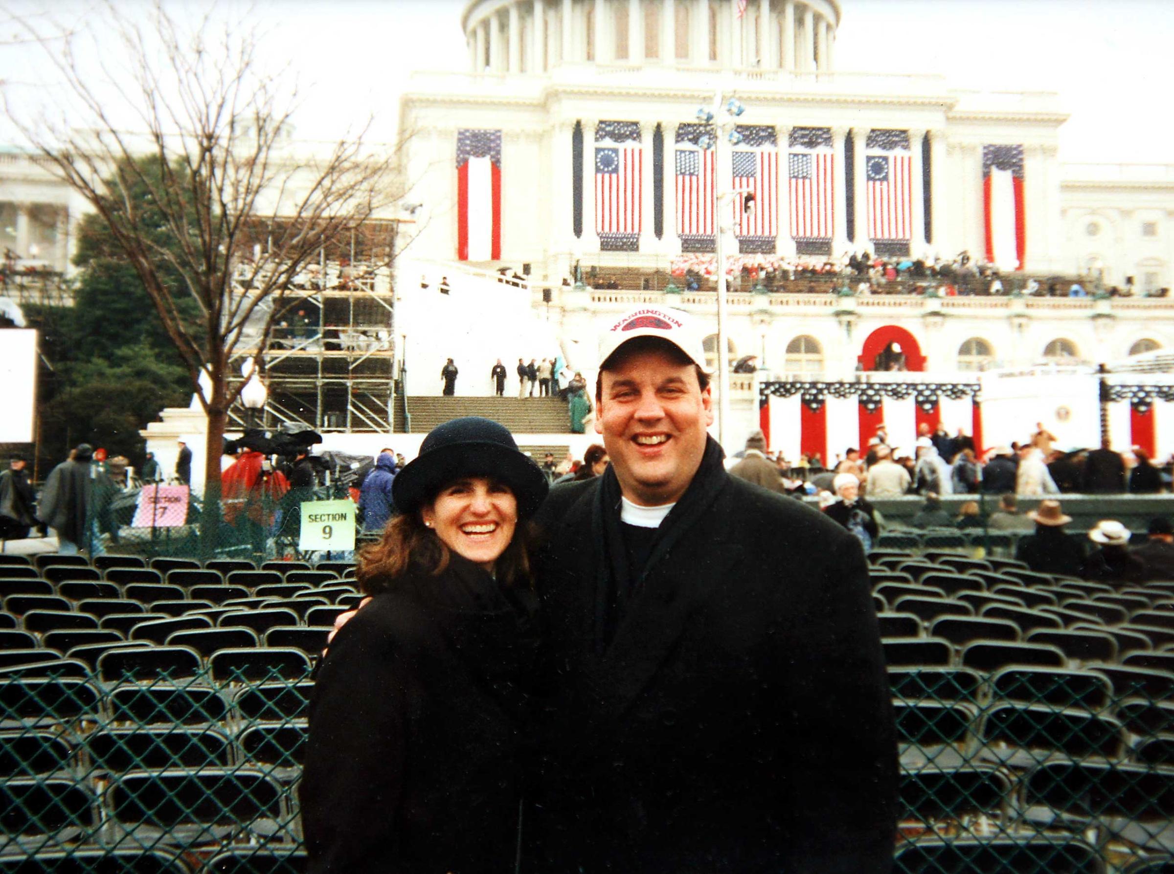 Chris Christie and his wife Mary Pat at the inauguration of former president George W. Bush on Jan. 20, 2001.