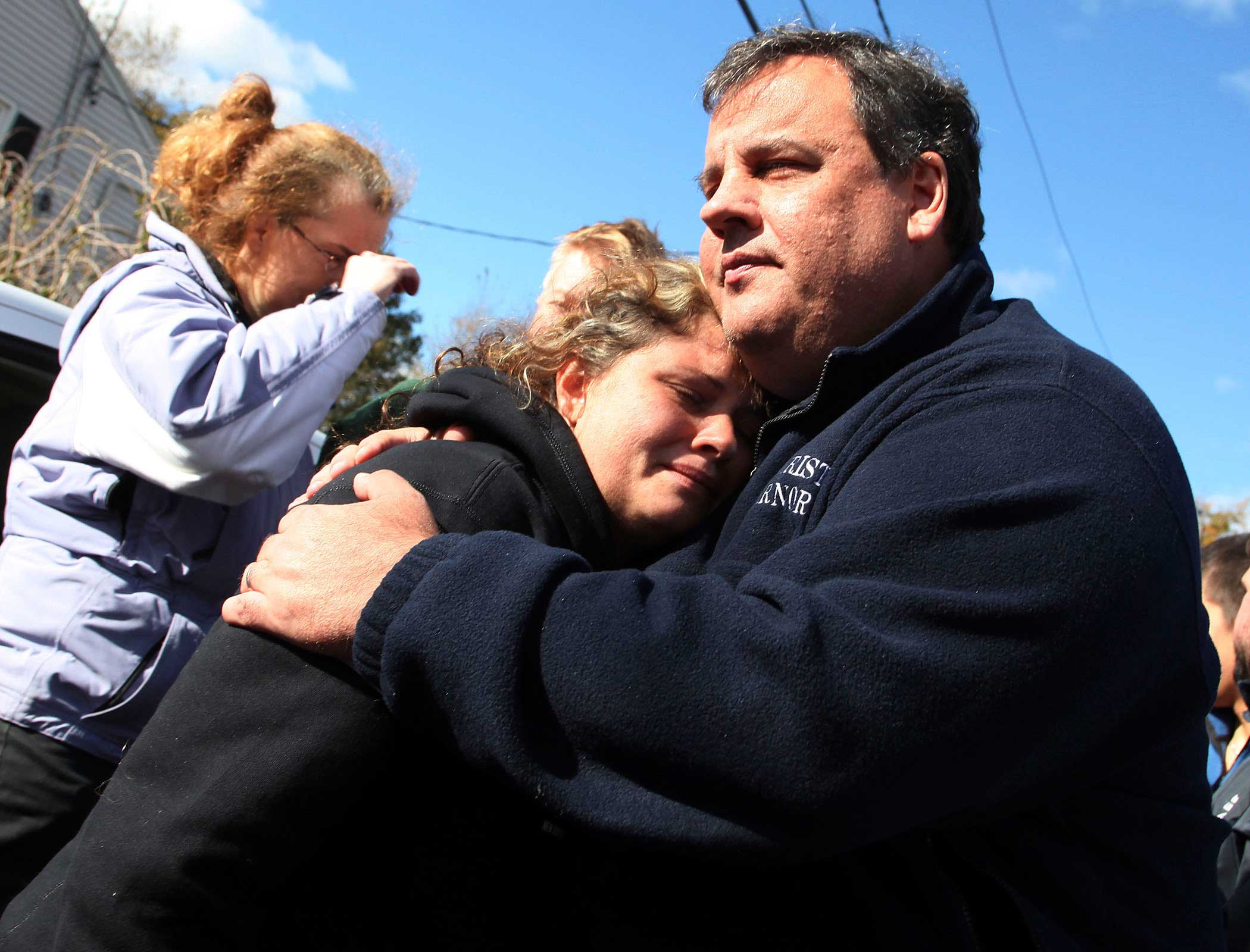 Governor Christie tours hurricane damage in Little Ferry