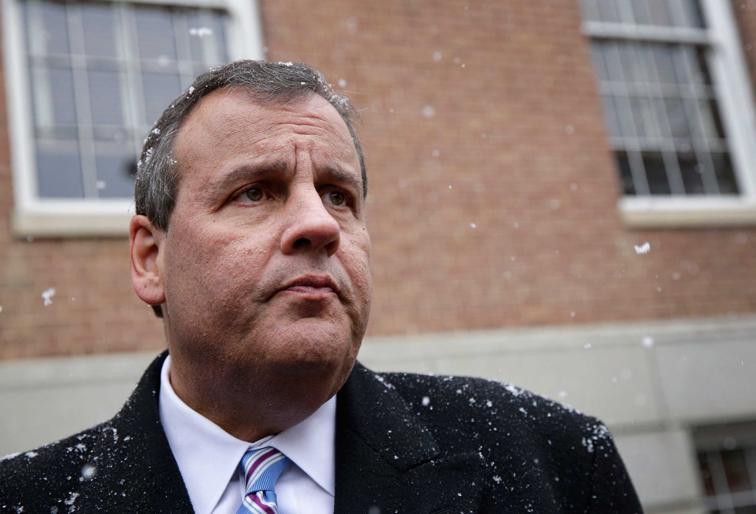 New Jersey Gov. Chris Christie speaks with reporters as he leaves an inaugural ceremony for Maryland Gov. Larry Hogan in Annapolis, Md. on Jan. 21, 2015. (Patrick Semansky—AP)