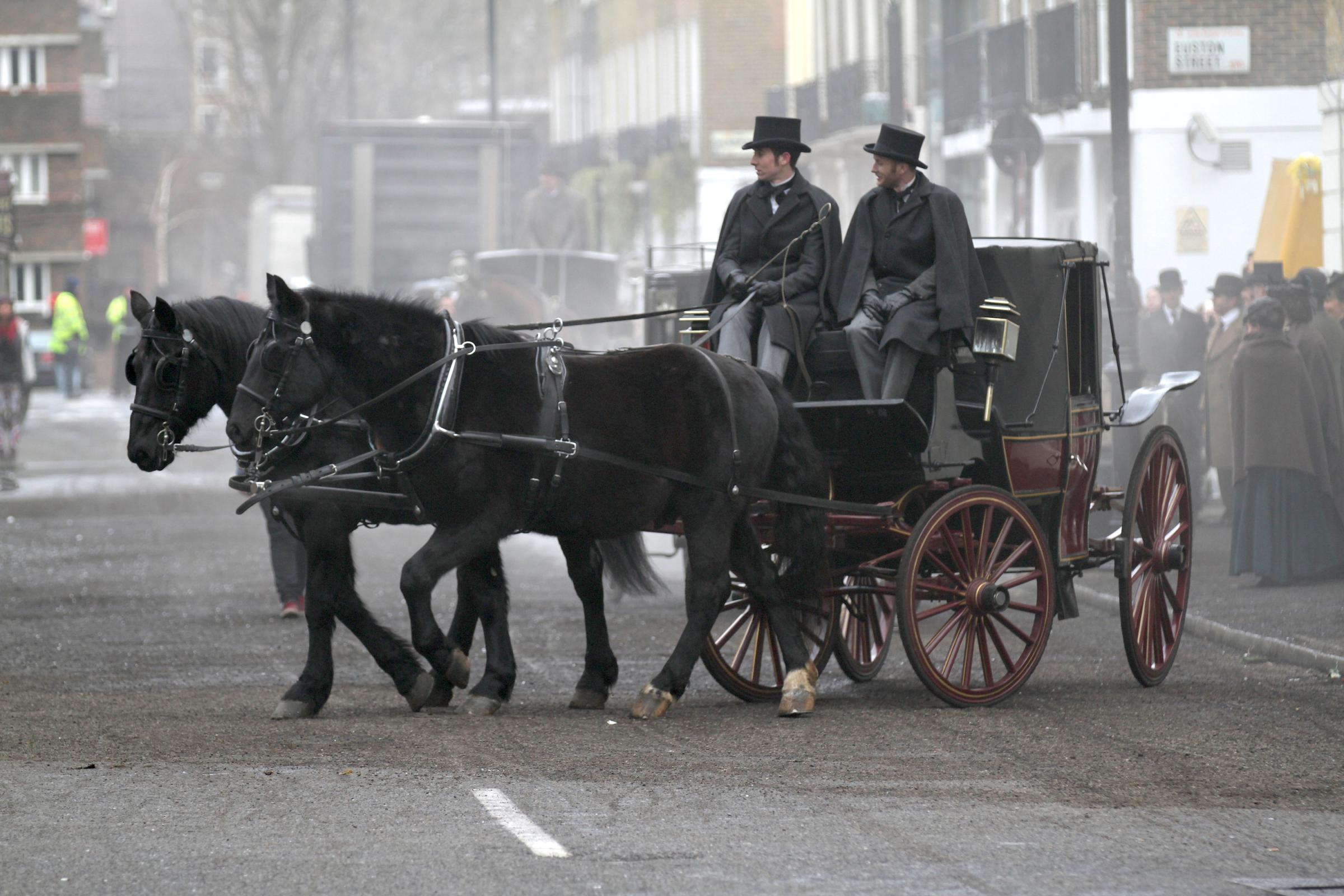 Sherlock filming general view on February 7, 2015 in London, England