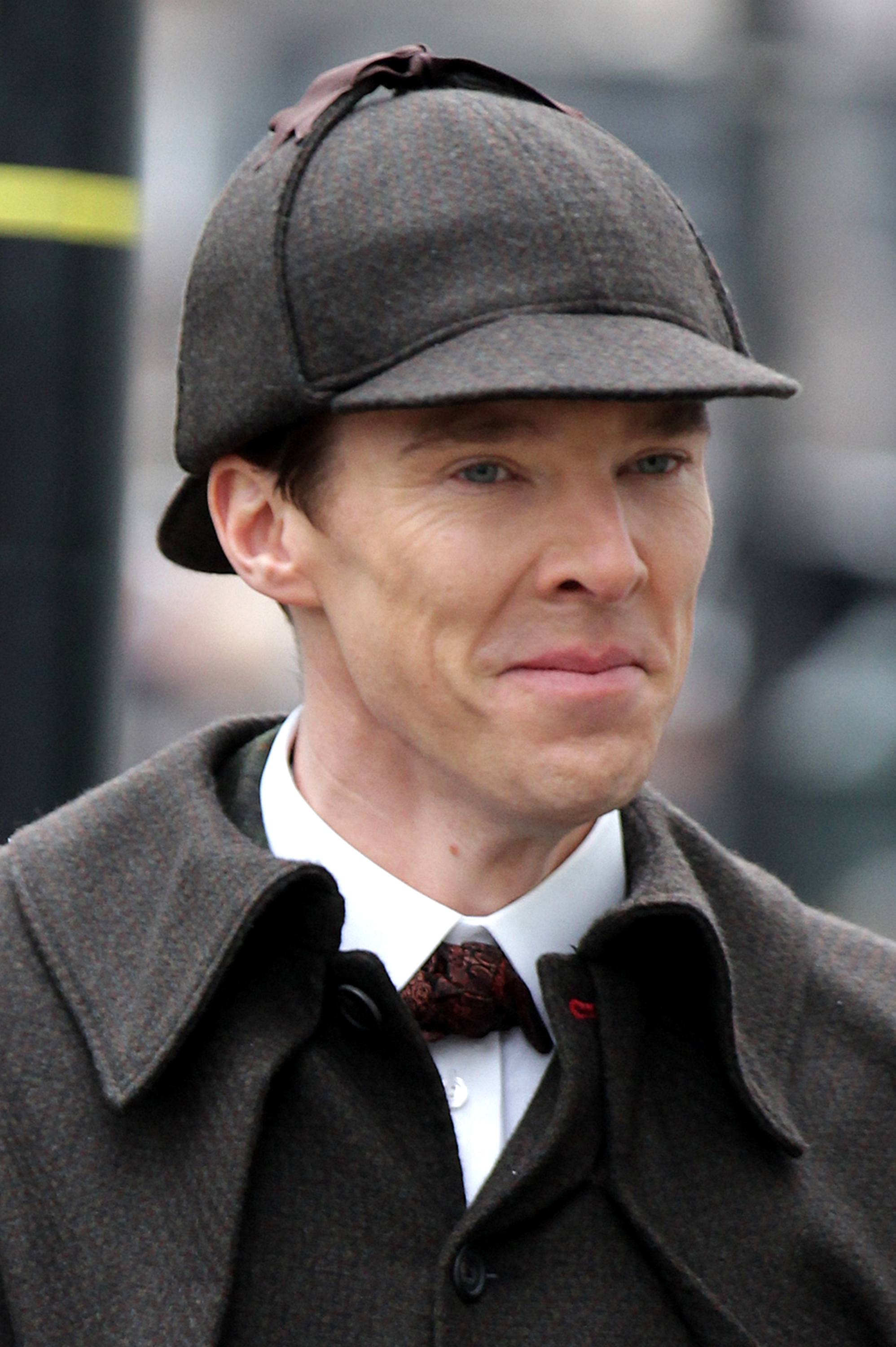 Benedict Cumberbatch sighted filming Sherlock in London on February 7, 2015 in London, England