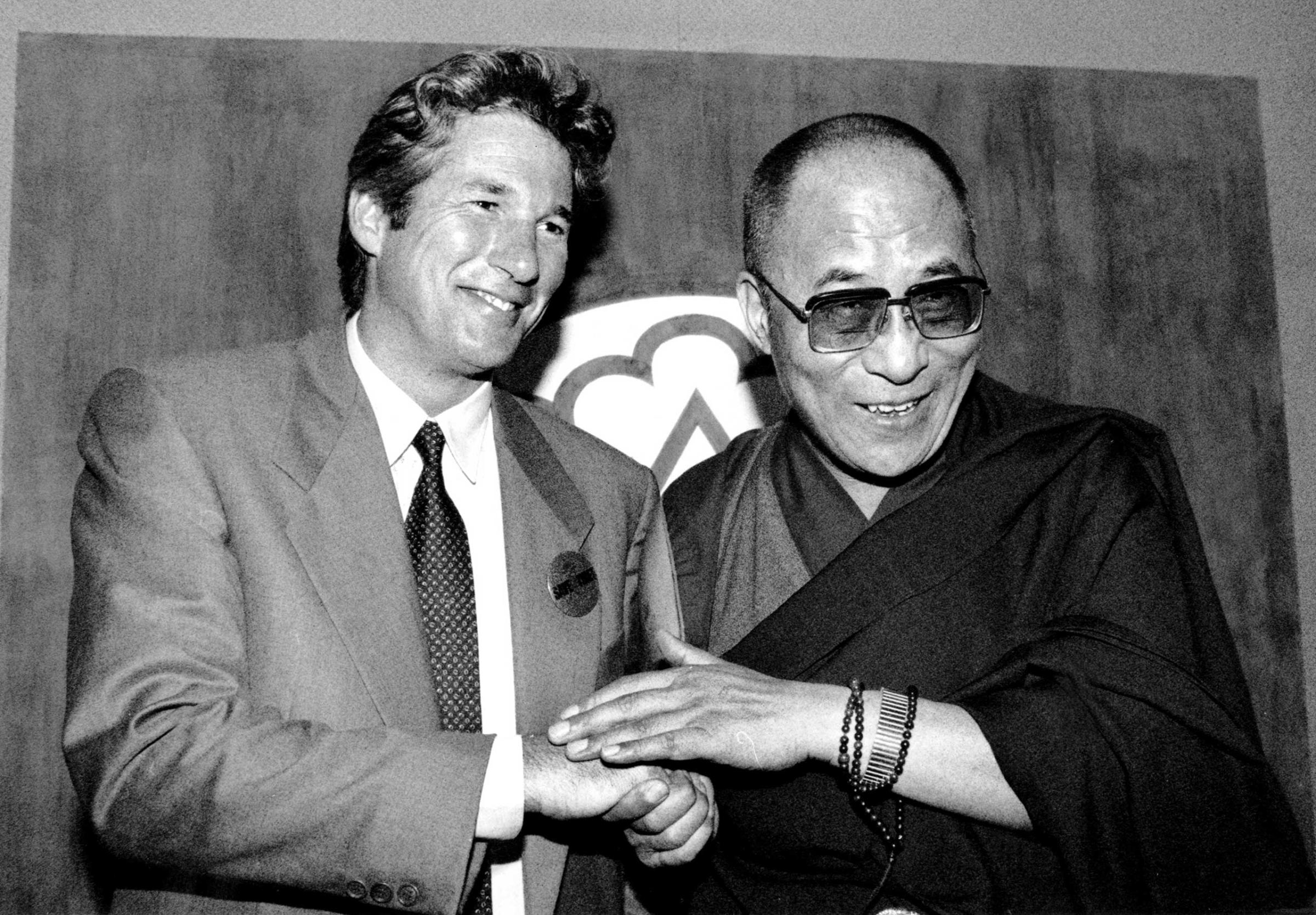 The Dalai Lama and his loyal follower, Richard Gere, in New York in Sept. 1990.