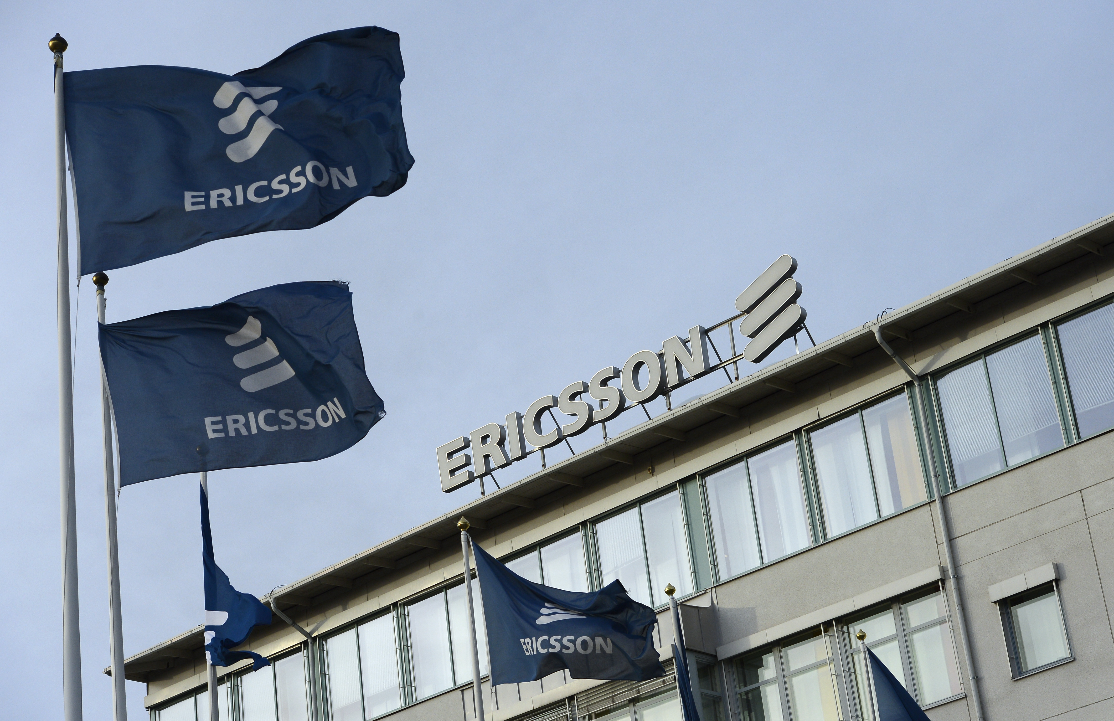 Ericsson logo at the Ericsson headquarters in Stockholm's suburb of Kista on November 7, 2012. (Jonathan Nackstrand—AFP/Getty Images)