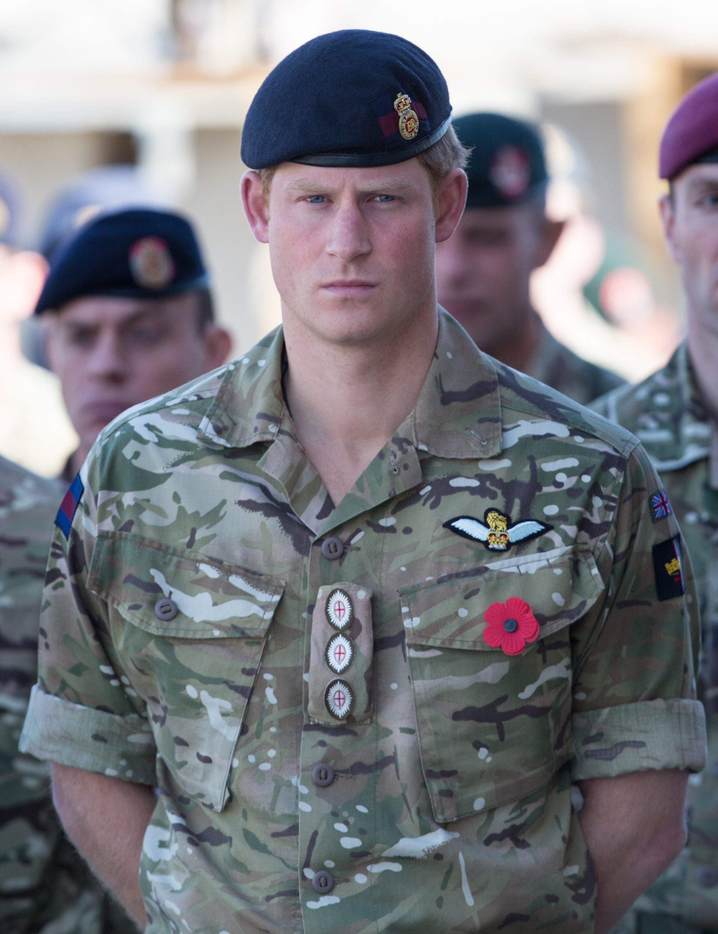 Prince Harry at a Remembrance Sunday service at Kandahar Airfield in Afghanistan on Nov. 9, 2014. (Matt Cardy—Getty Images)