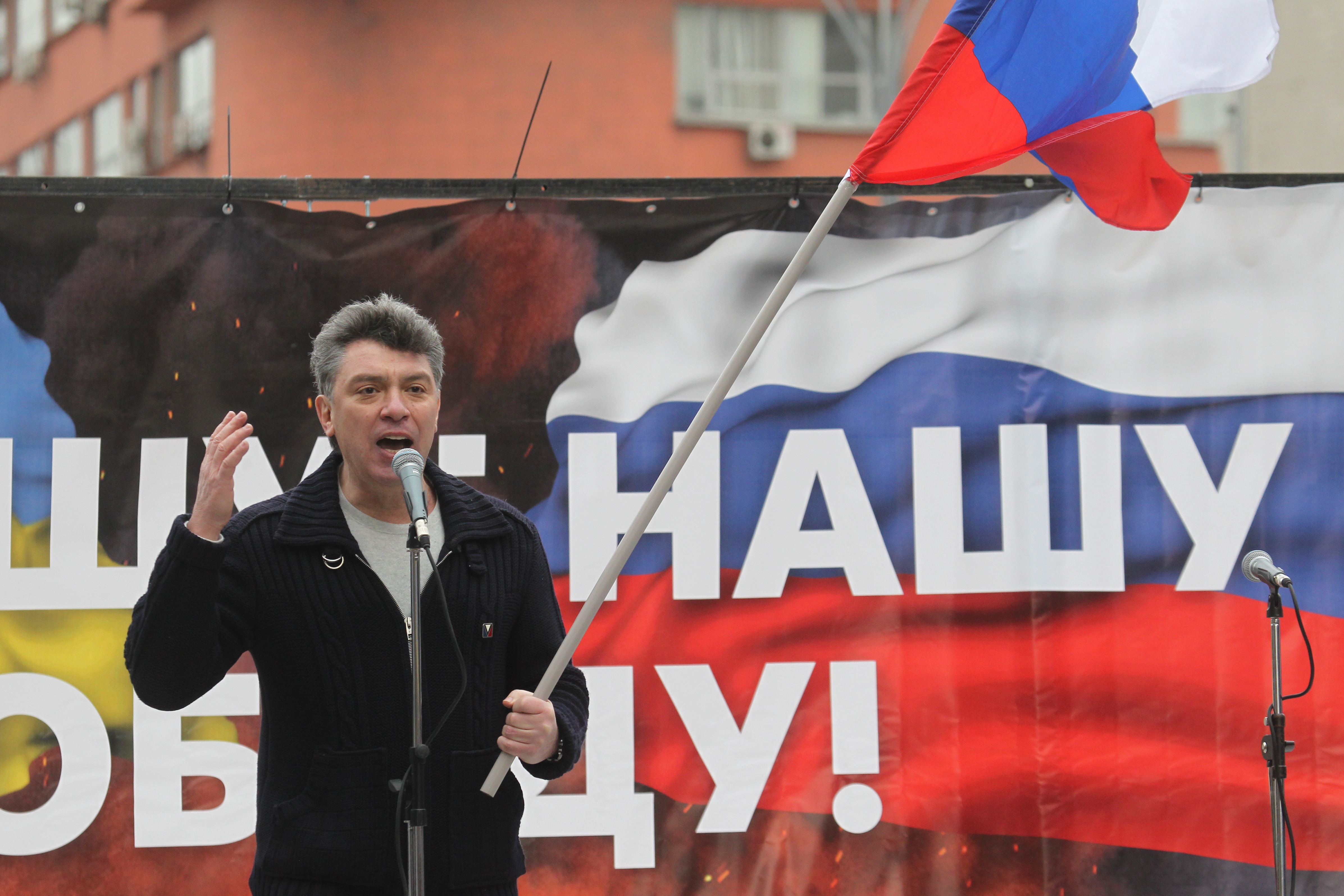 Russian opposition leader and former Deputy Prime Minister Boris Nemtsov speaks during a rally against the policies and intervention in Ukraine and a possible war in Crimea, on March 15. (Sasha Mordovets—Getty Images)