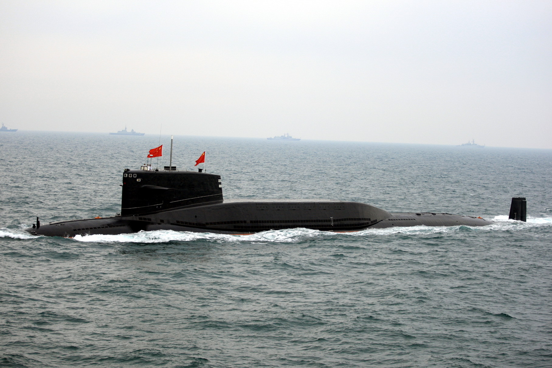 A Chinese Navy submarine participates in an international fleet review to celebrate the 60th anniversary of the founding of the People's Liberation Army Navy on April 23, 2009 in Qingdao of Shandong Province, China. (ChinaFotoPress—Getty Images)