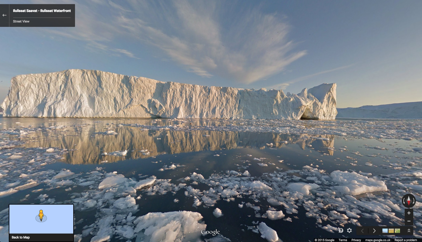 The lulissat Icefjord in Greenland as seen on Street View in Google Maps. (Google Maps)