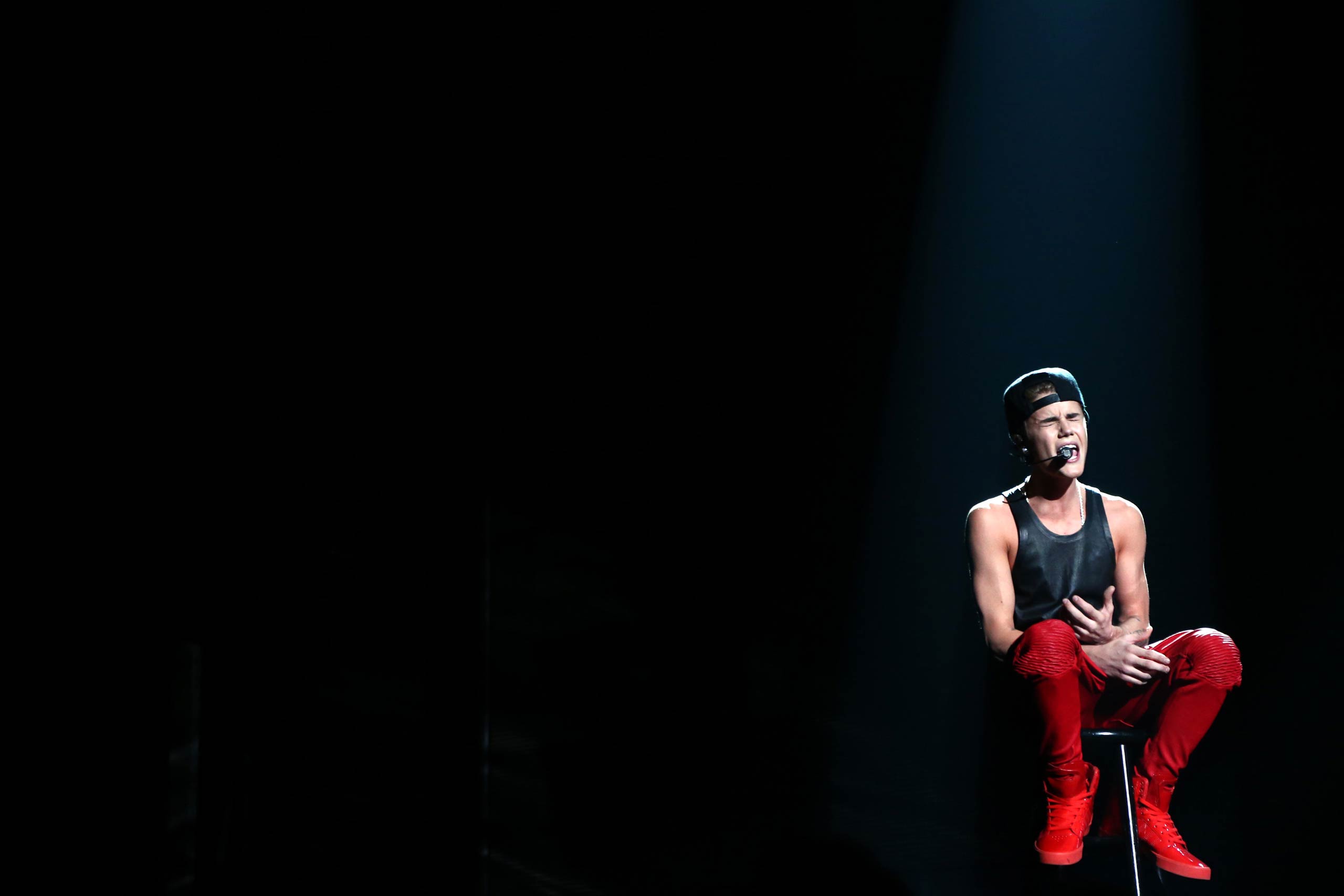 Justin Bieber performs onstage at the 40th American Music Awards held at Nokia Theatre L.A. Live in Los Angeles, Calif. in 2012.