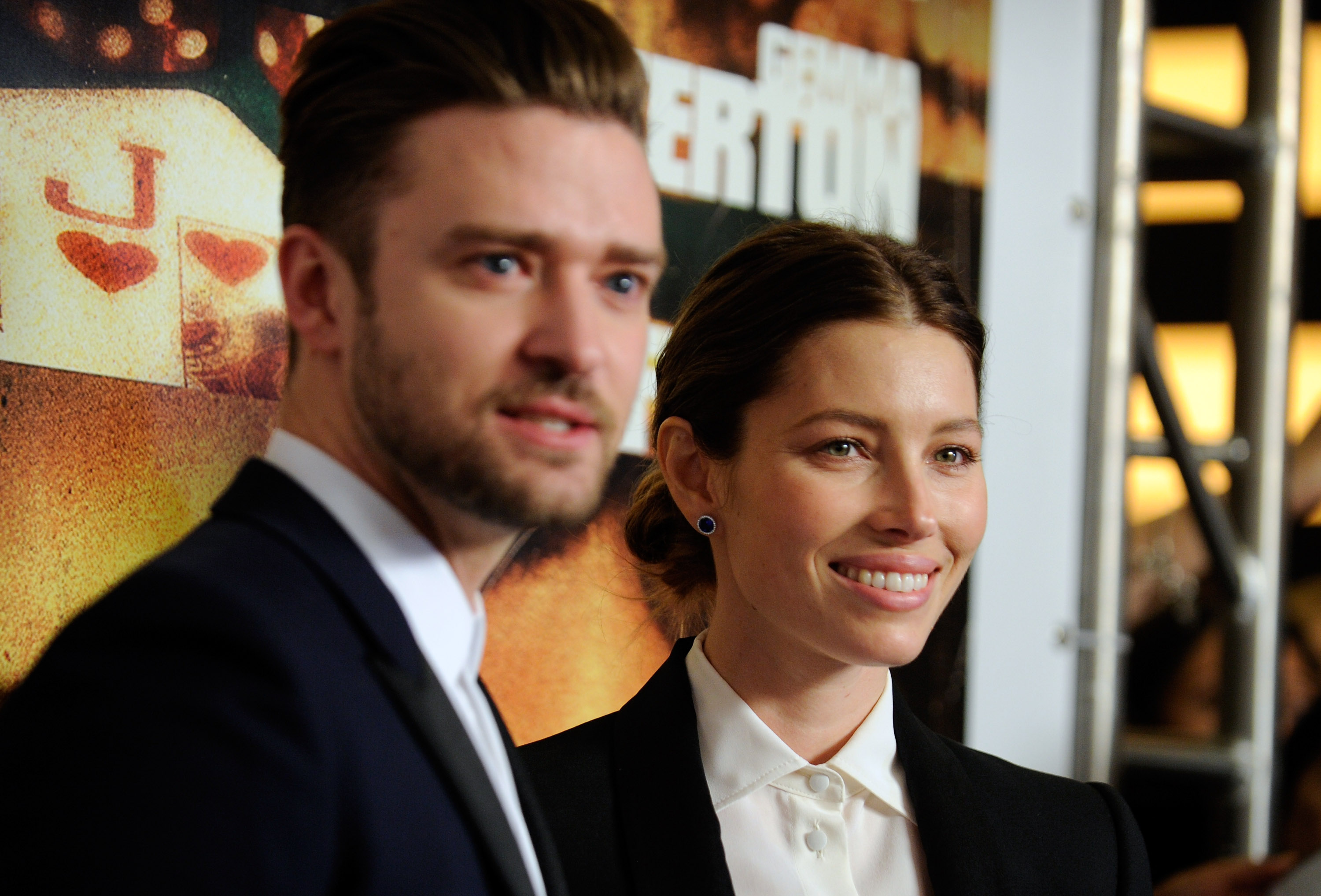 Justin Timberlake and his wife actress Jessica Biel, arrive at the world premiere of Twentieth Century Fox and New Regency's film "Runner Runner" at Planet Hollywood Resort &amp; Casino on Sept. 18, 2013 in Las Vegas. (David Becker—Getty Images)