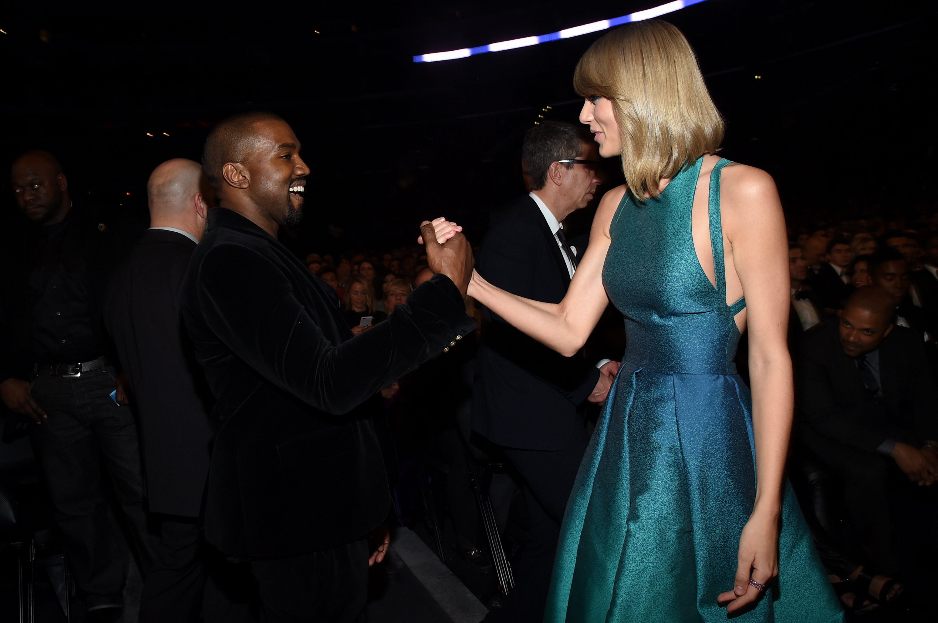 Recording Artists Kanye West and Taylor Swift attend The 57th Annual GRAMMY Awards at the STAPLES Center on Feb. 8, 2015 in Los Angeles. (Larry Busacca—Getty Images)